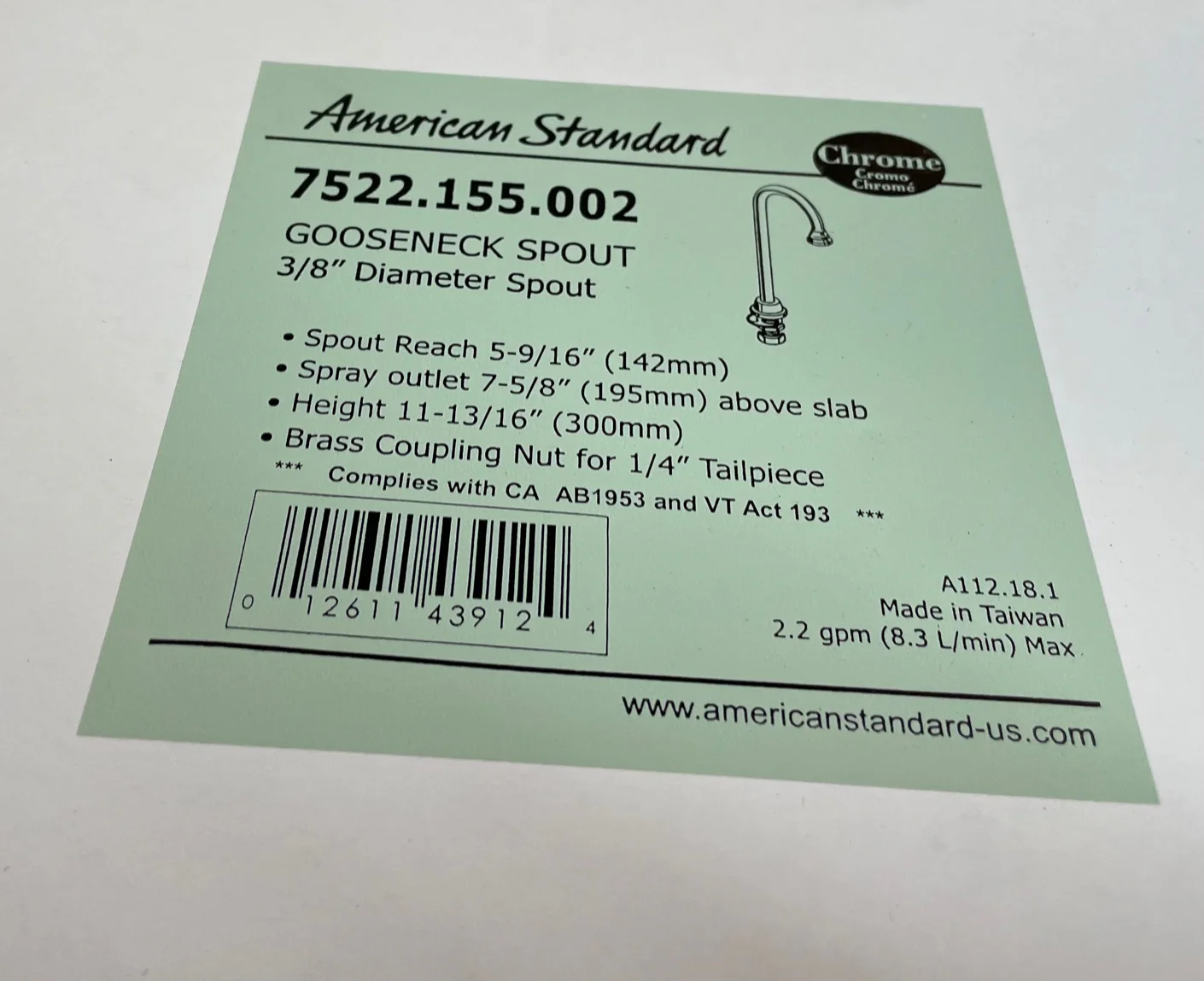 3/8" Diameter Chrome Gooseneck Spout - Image 4