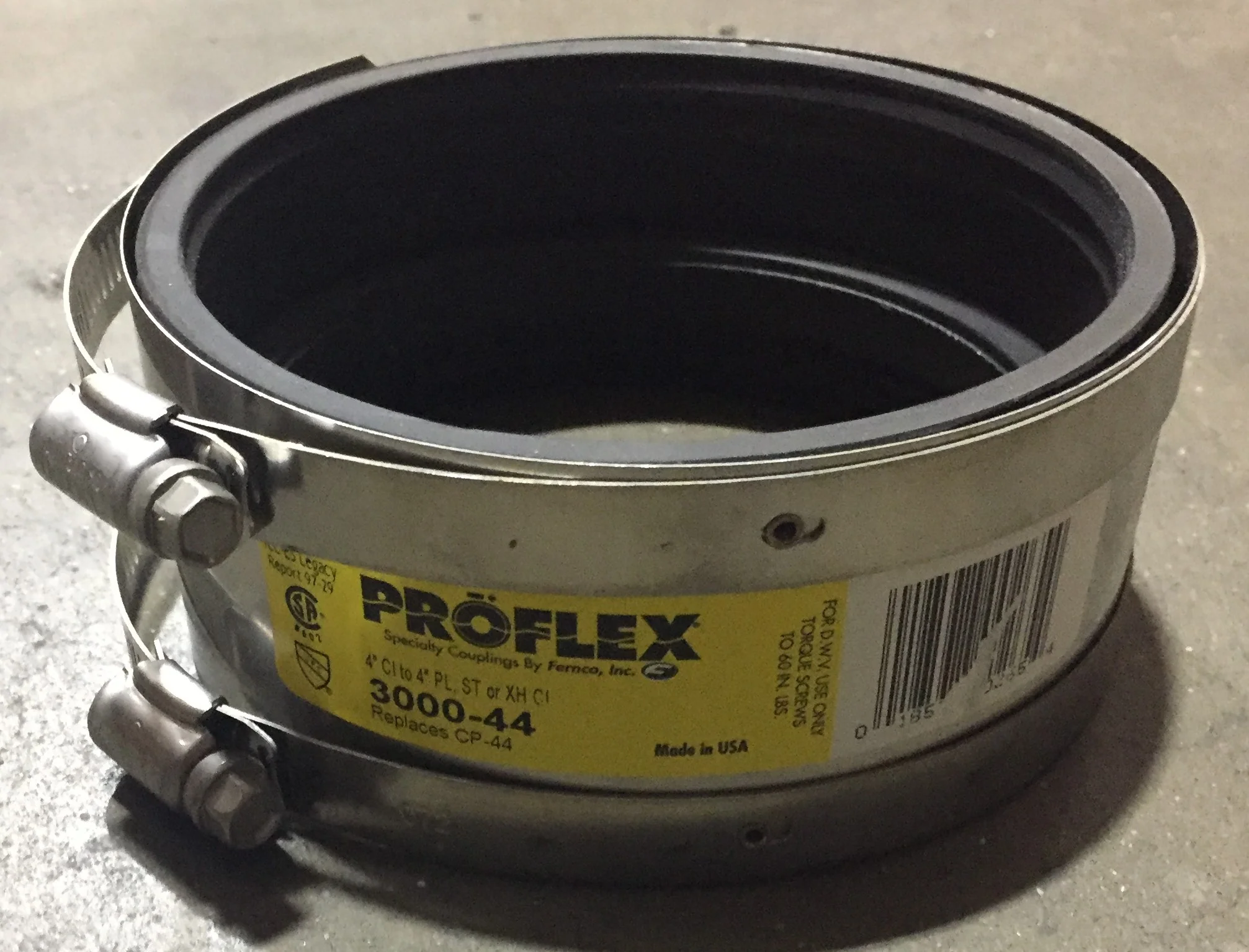 4" CL X 4" PL Fernco Coupling