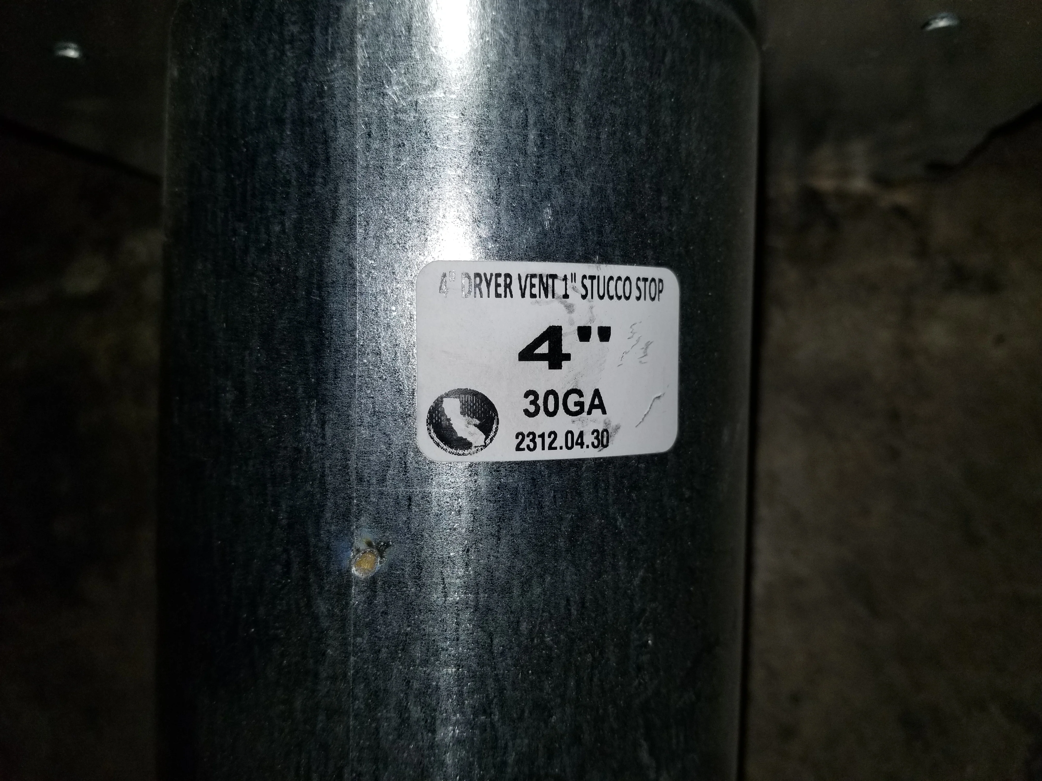 4" Metal Dryer Vent w/Damper and 1" Stucco Stop - Image 4