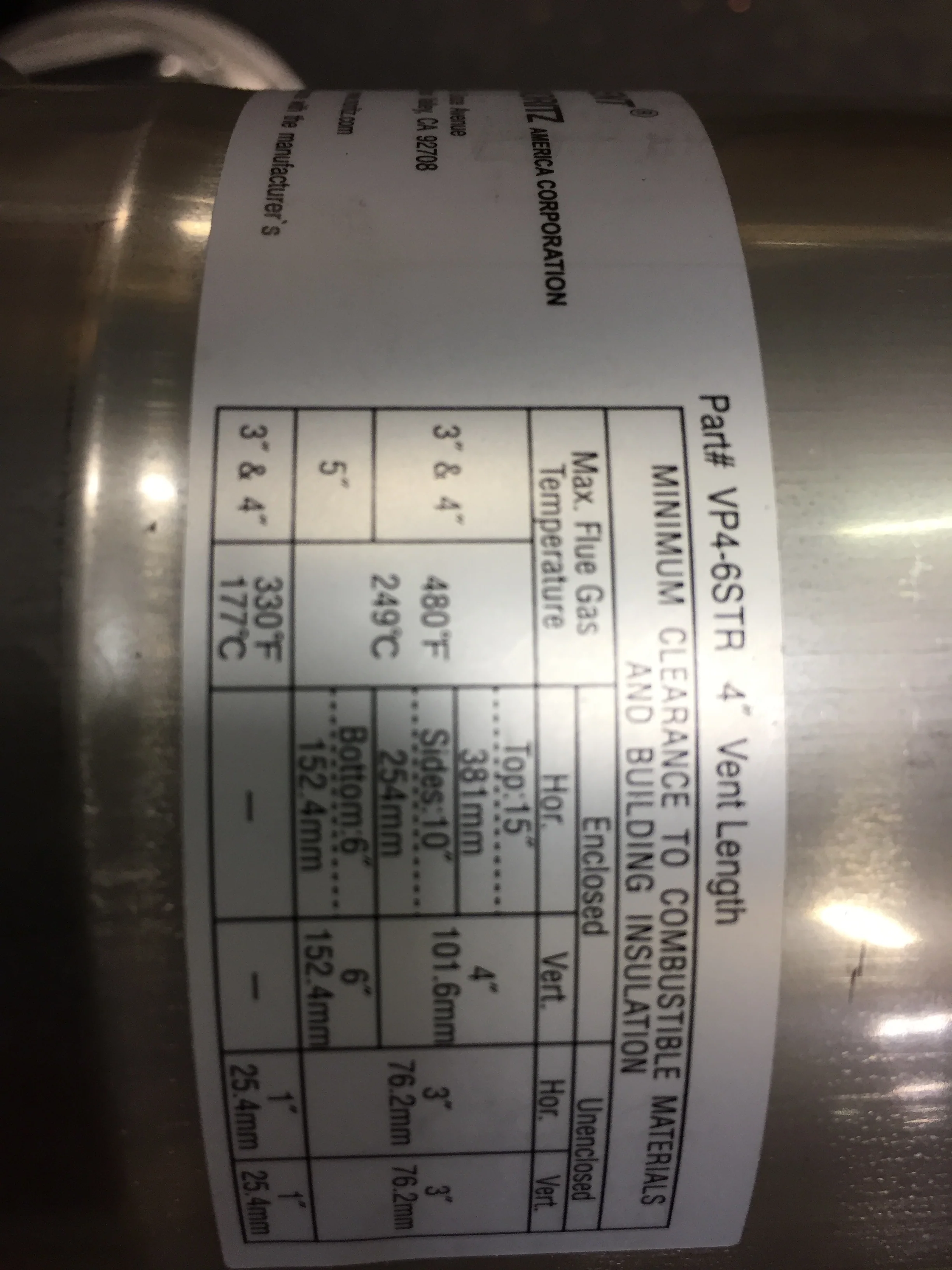 4" STRAIGHT 6" LENGTH N-VENT PIPE FOR NORITZ TANKLESS WATER HEATERS - Image 4