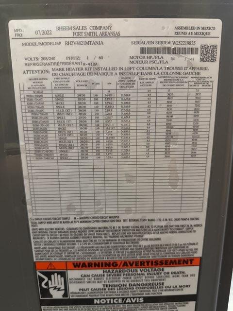 4 Ton 1-Stg SS AC 14 SEER, 4 Ton AC/HP Multi ECM Air Handler and 15Kw Heat w/ 30 and 60Amps Breakers - Image 6