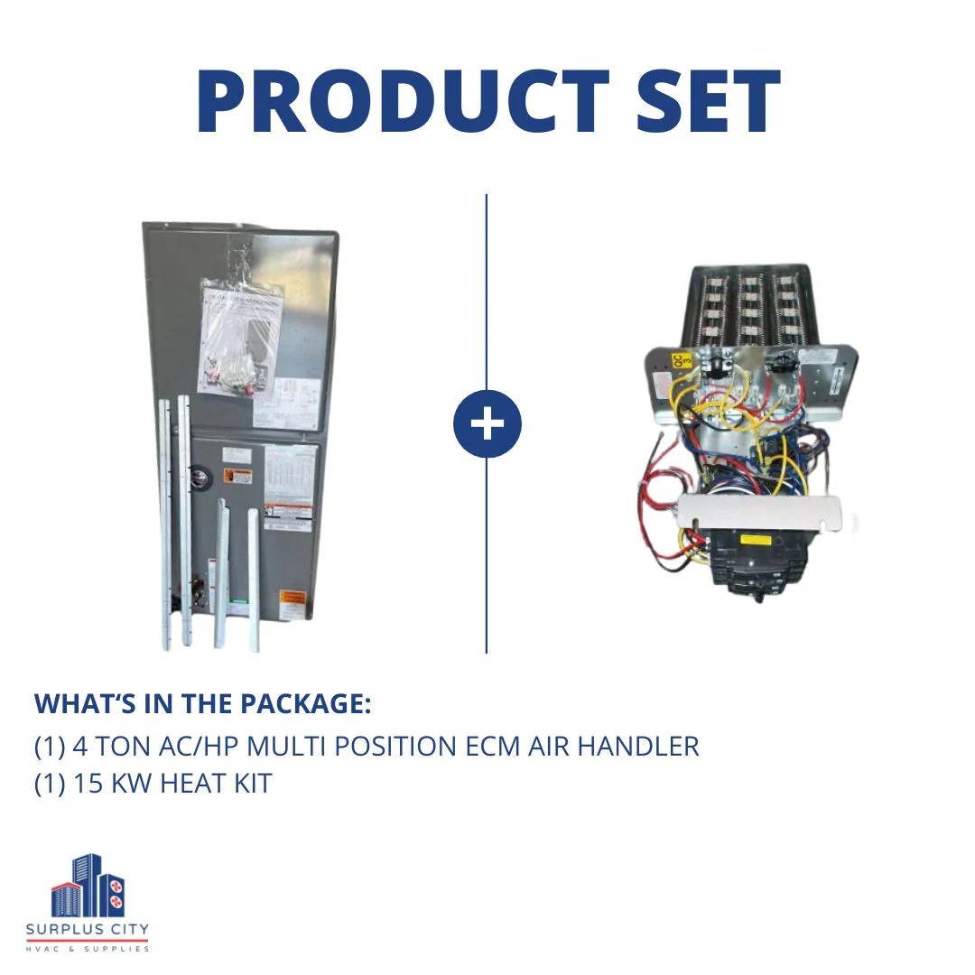 4 Ton AC/HP Multiposition ECM Air Handler With 15 Kw Heat Kit, 208-230/60/1 R-410A CFM 1400 16 SEER