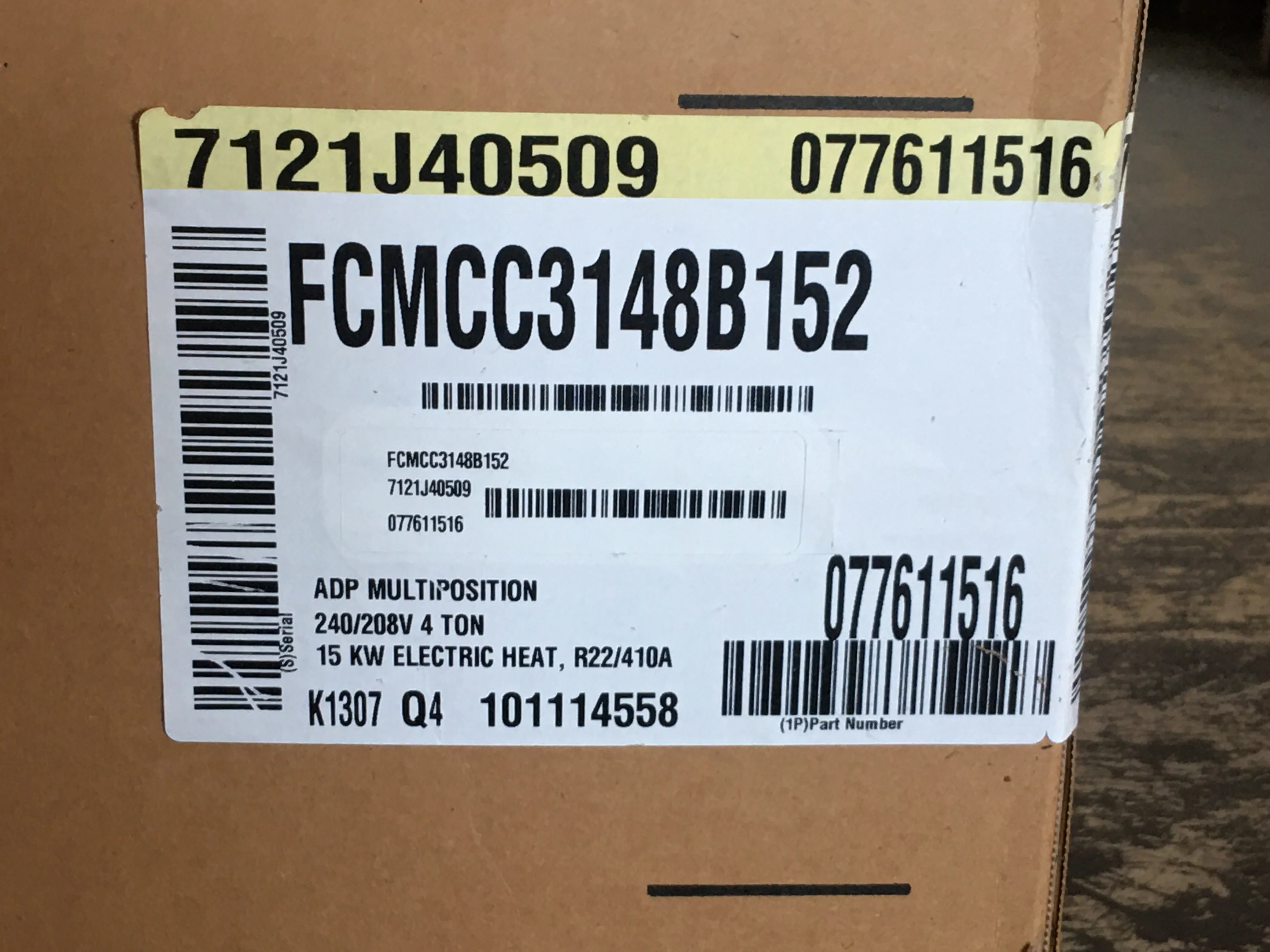 4 Ton AC/HP Up/Horz PSC Air Handler 208-240/60/1 R-410A CFM 1600 - Image 5