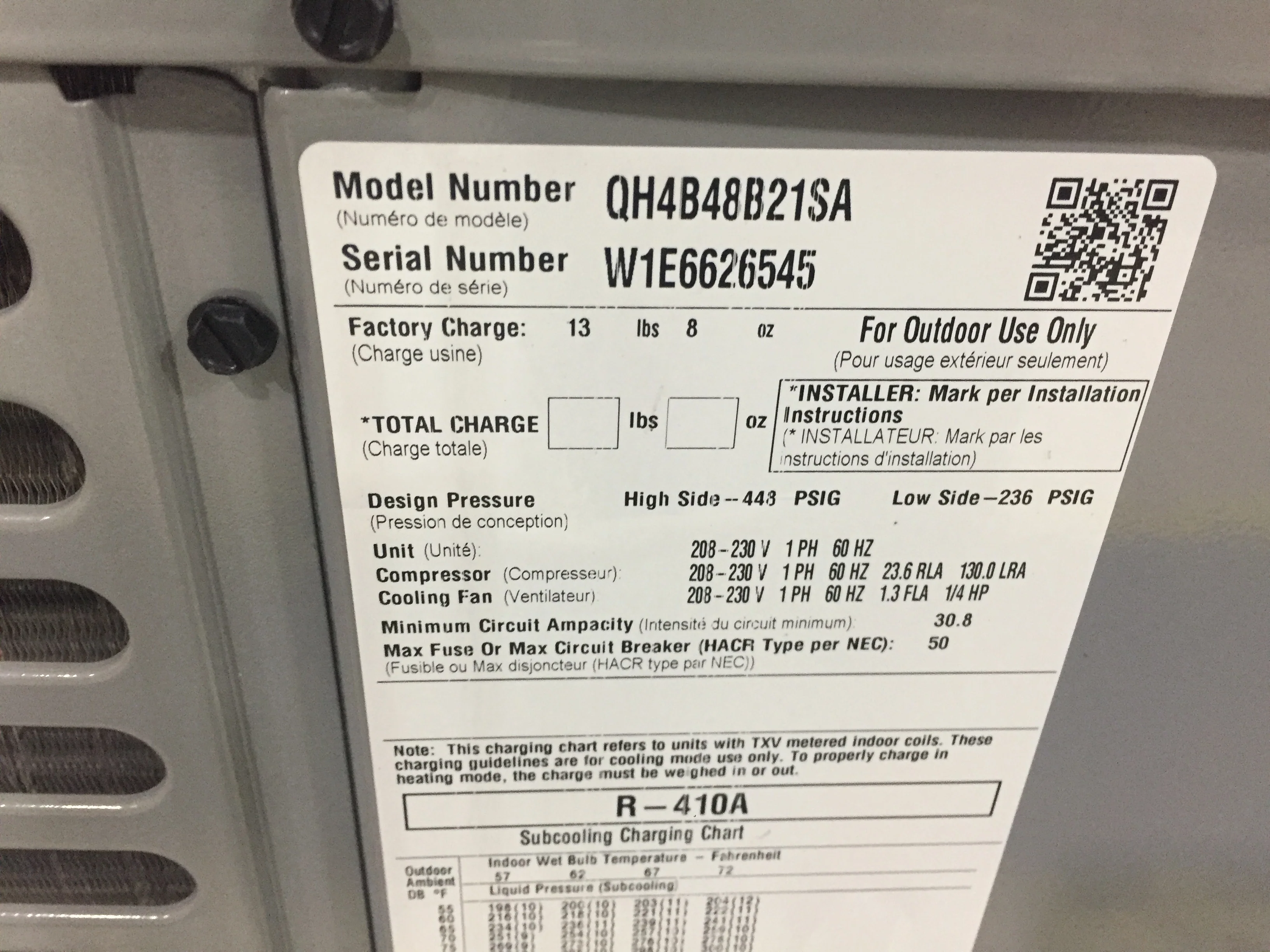 4 Ton Manufactured Housing Heat Pump Condensing Unit, 14 SEER 208-230/60/1 R-410A - Image 3