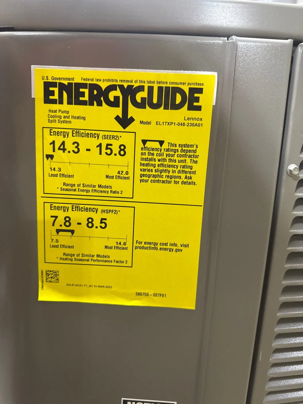 4 Ton Single-Stage Split-System Heat Pump 208-230/60/1 R410A 17 SEER - Image 2