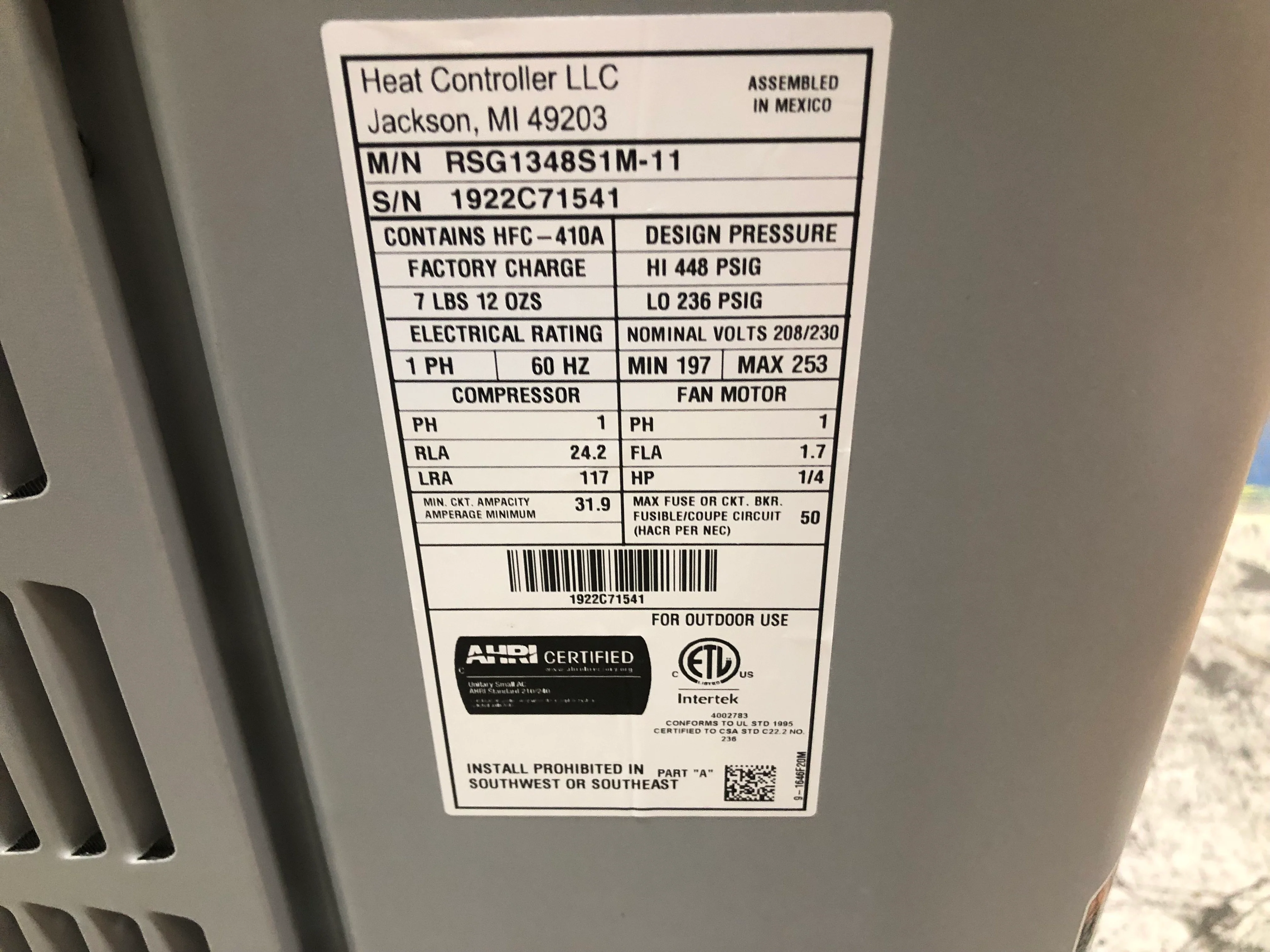 4 Ton Split-System Air Conditioner 208-230/60/1; R-410A, 13 SEER - Image 4