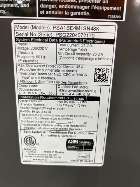 4 Ton Split-System Air Conditioner; 208-230/60/1, R-410A, 14 SEER - Image 5