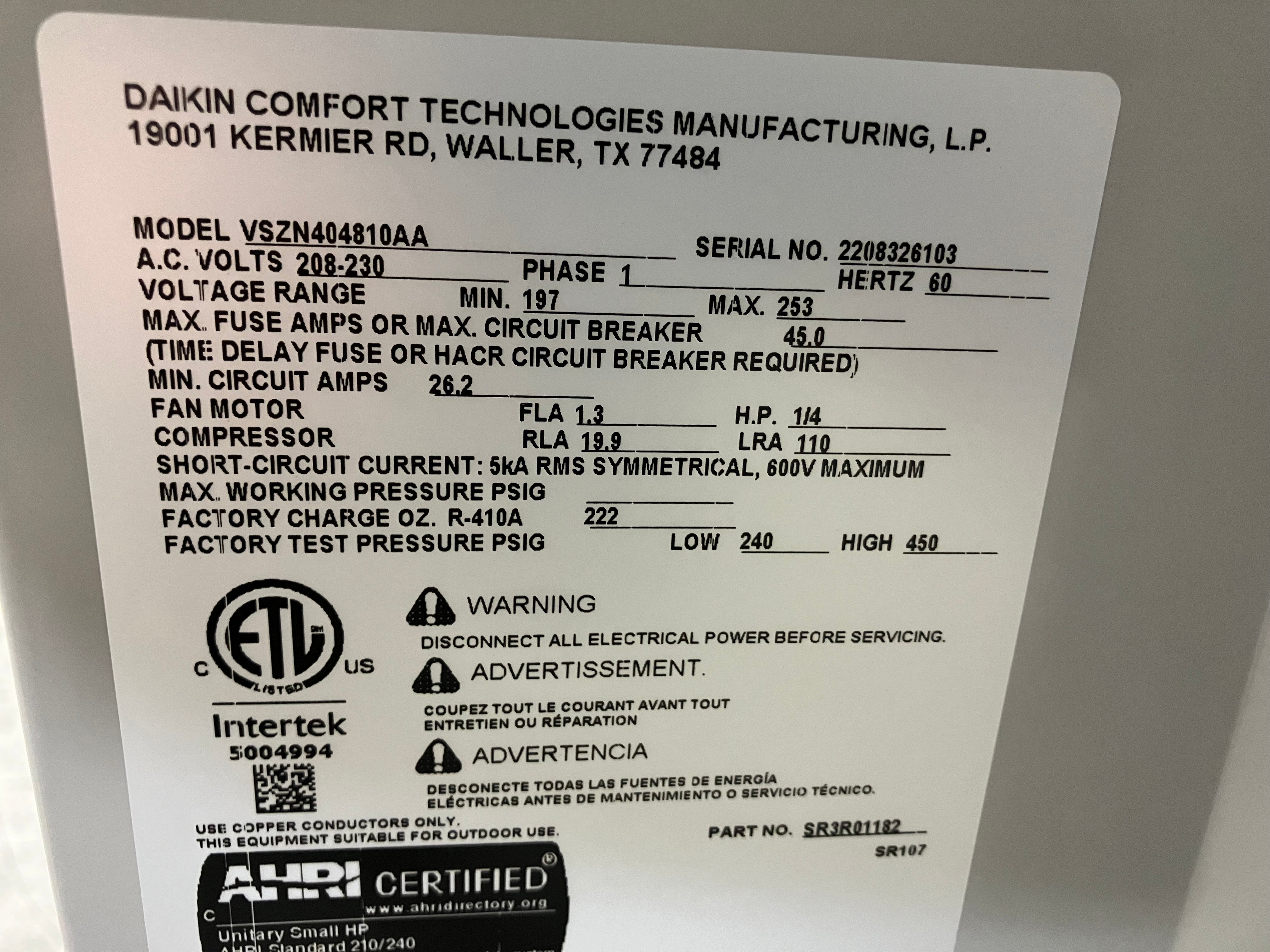 4 Ton Split-System Heat Pump 208-230/60/1 R-410A 14.5 Seer - Image 4