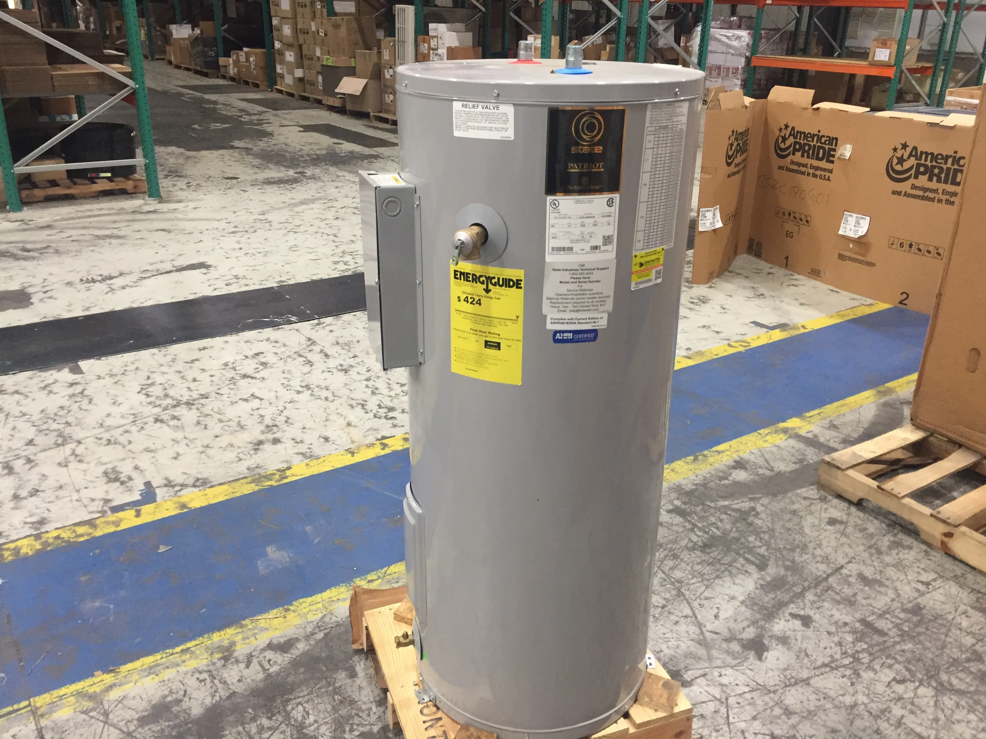 40 Gallon Commercial Aluminum Electric Hot Water Heater With 2 Elements 208V-1/3 Phase,6000 Watts