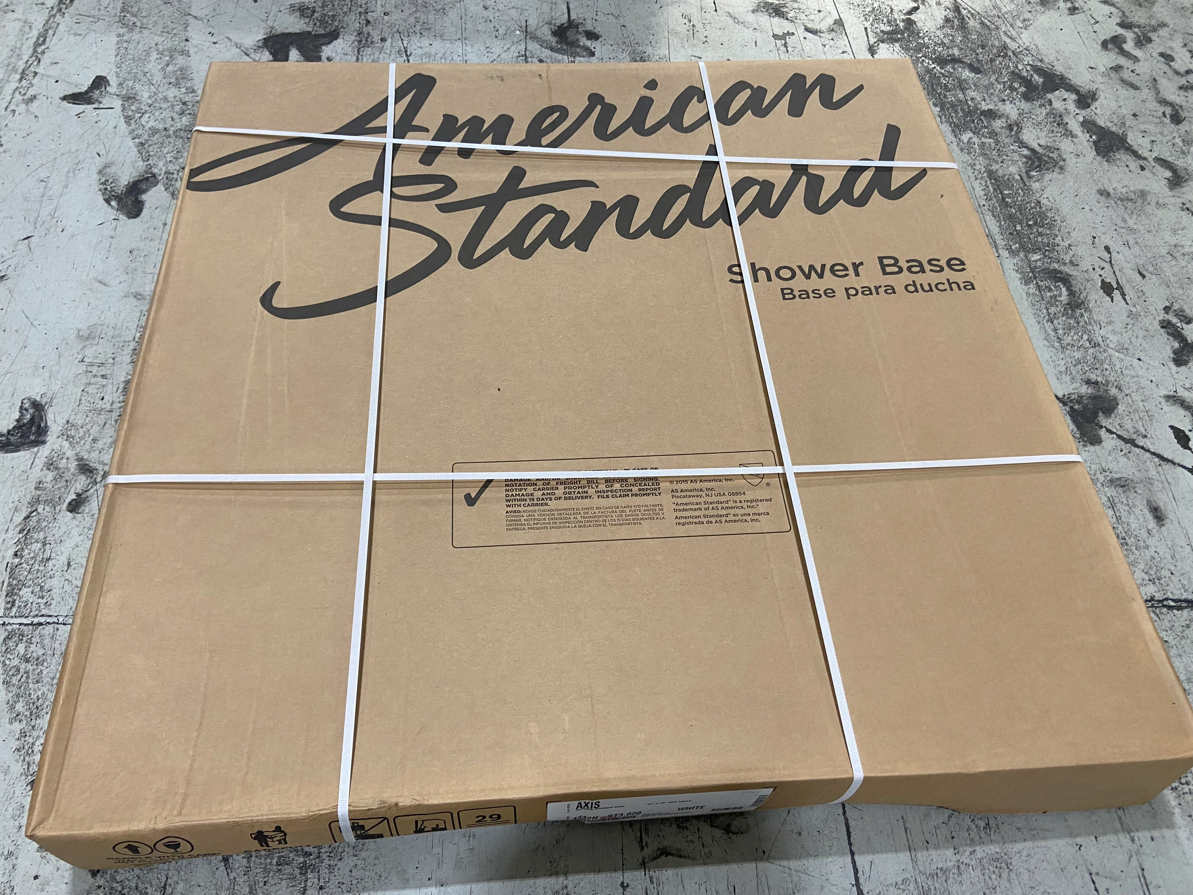 42" X 42" White Corner Shower Base with Drain Assembly - Image 6