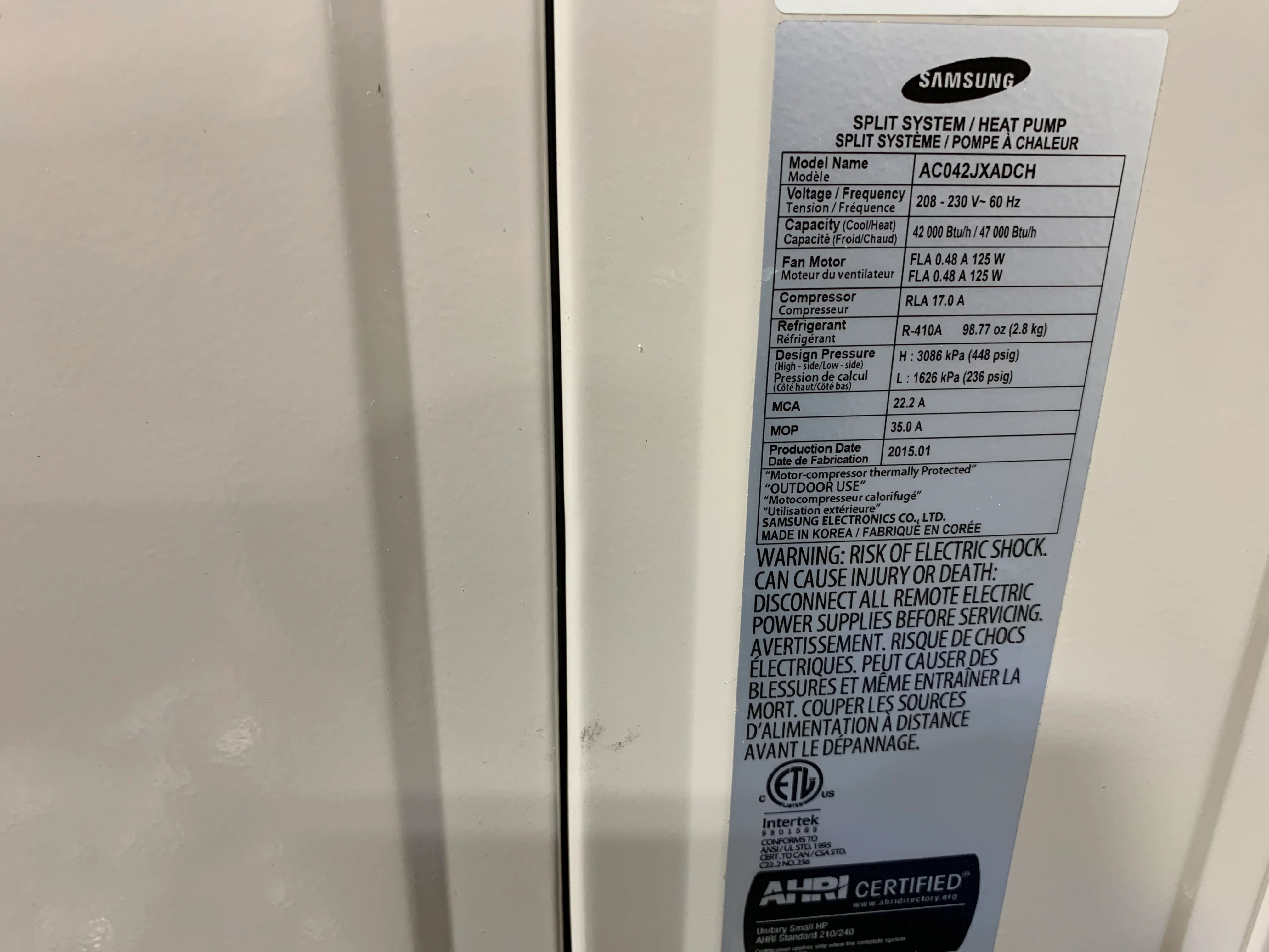 42,000/47,000 BTU SINGLE -ZONE OUTDOOR HEAT PUMP MINI SPLIT UNIT, 19 SEER 208-230/60/1 R410A - Image 4