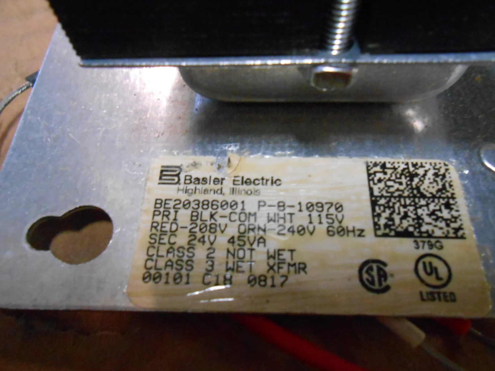 45VA Control Circuit Transformer, Primary:115/208/240V, Secondary: 24V - Image 2
