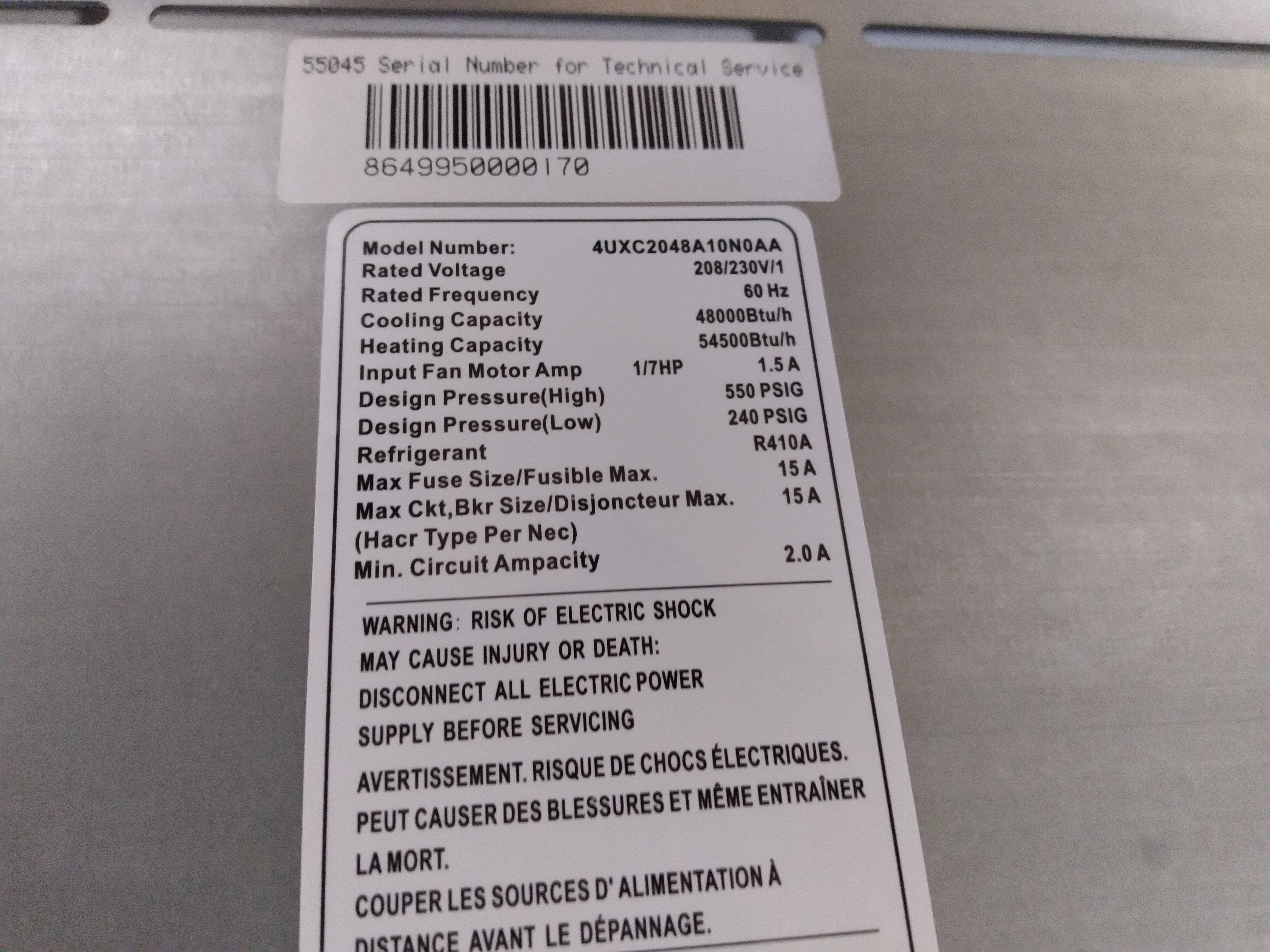 48,000 BTU 4-Way Ceiling Cassette Indoor Mini-Split Heat Pump, 20 SEER, 208/230-60-1, R410A - Image 4