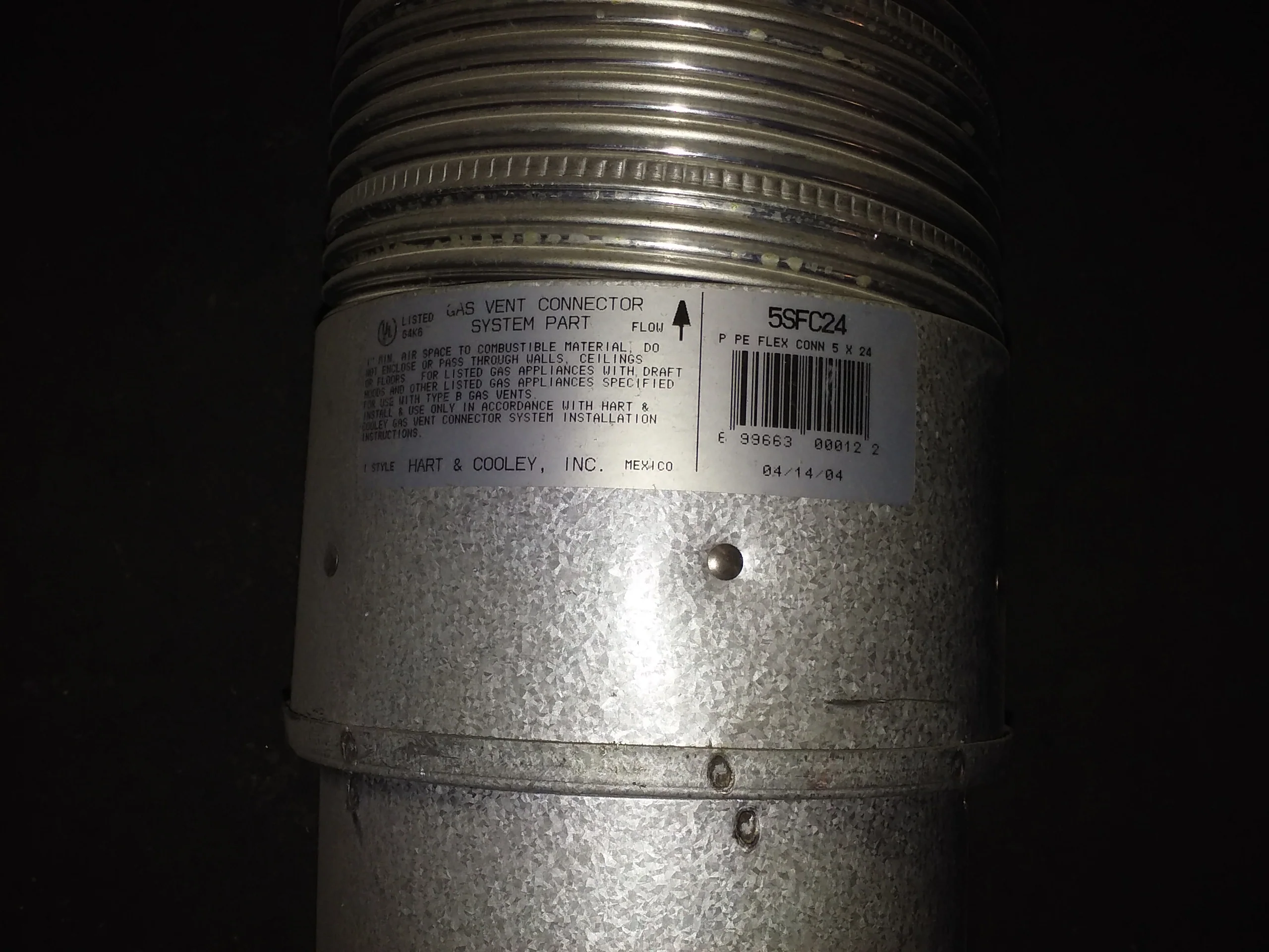 5" X 24" B-VENT SINGLEWALL GAS CONNECTOR - Image 3