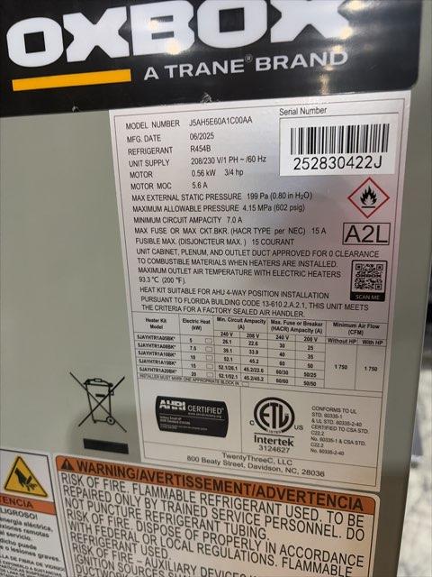 5 Ton 1-Stg SS AC R454B 13.4 SEER2, 5 Ton AC/HP PSC Multiposition Air Handler with 5 Ton TXV Kit - Image 8