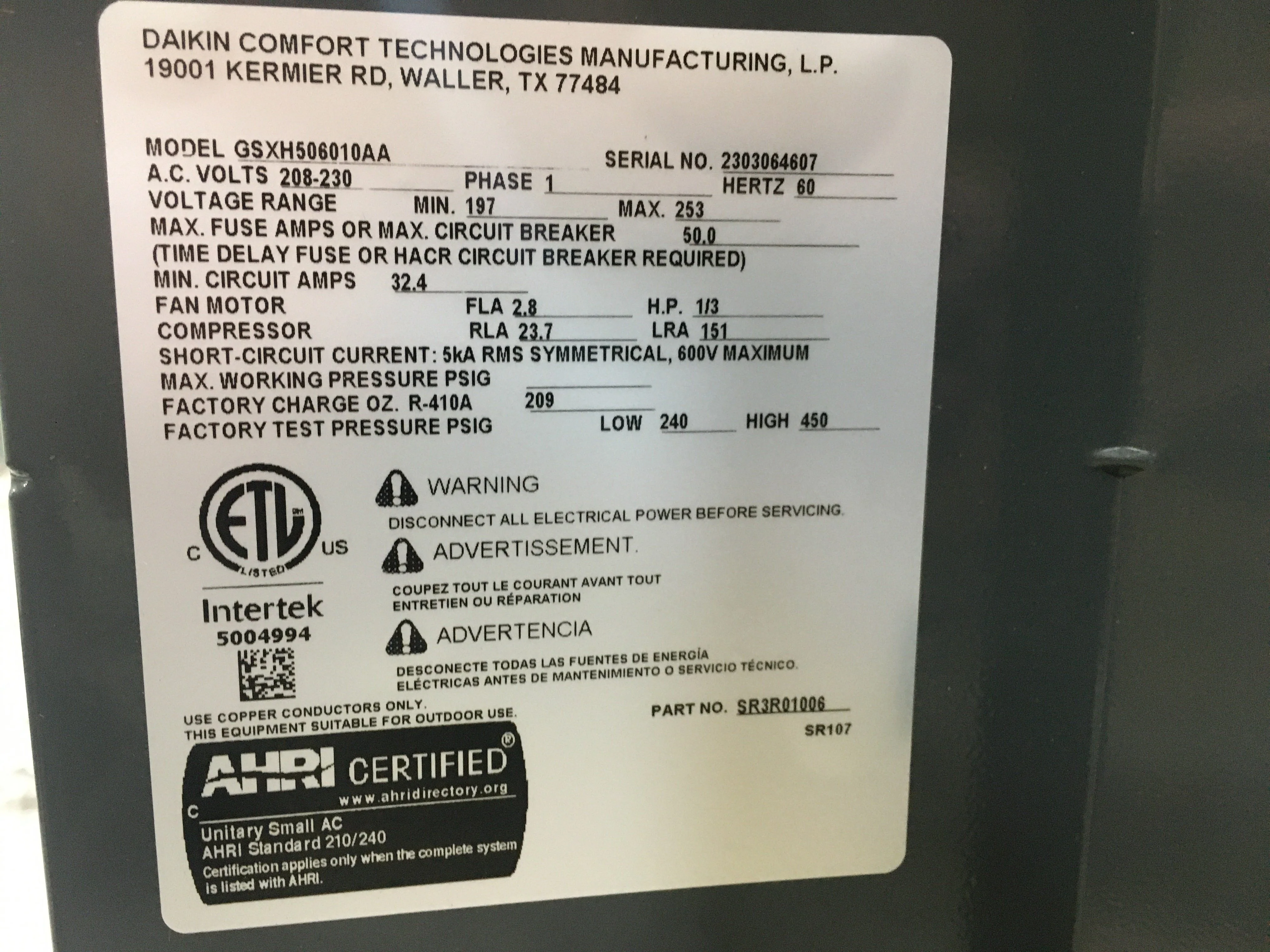5 Ton 2 Stage Split-System Air Conditioner 208-230/60/1 R-410A 15.2 Seer2 - Image 3