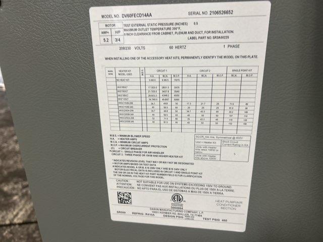 5 Ton AC/HP ECM Communicating Multiposition Air Handler 208-230/60/1 R-410A CFM 1640 - Image 2