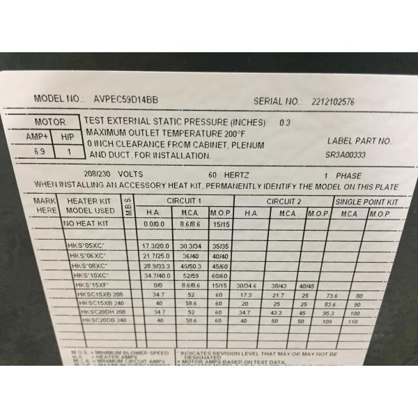 5 Ton AC/HP Multi Communicating ECM Air Handler W/20 Kw Heat Kit, 208-230/60/1, R-410A - Image 4
