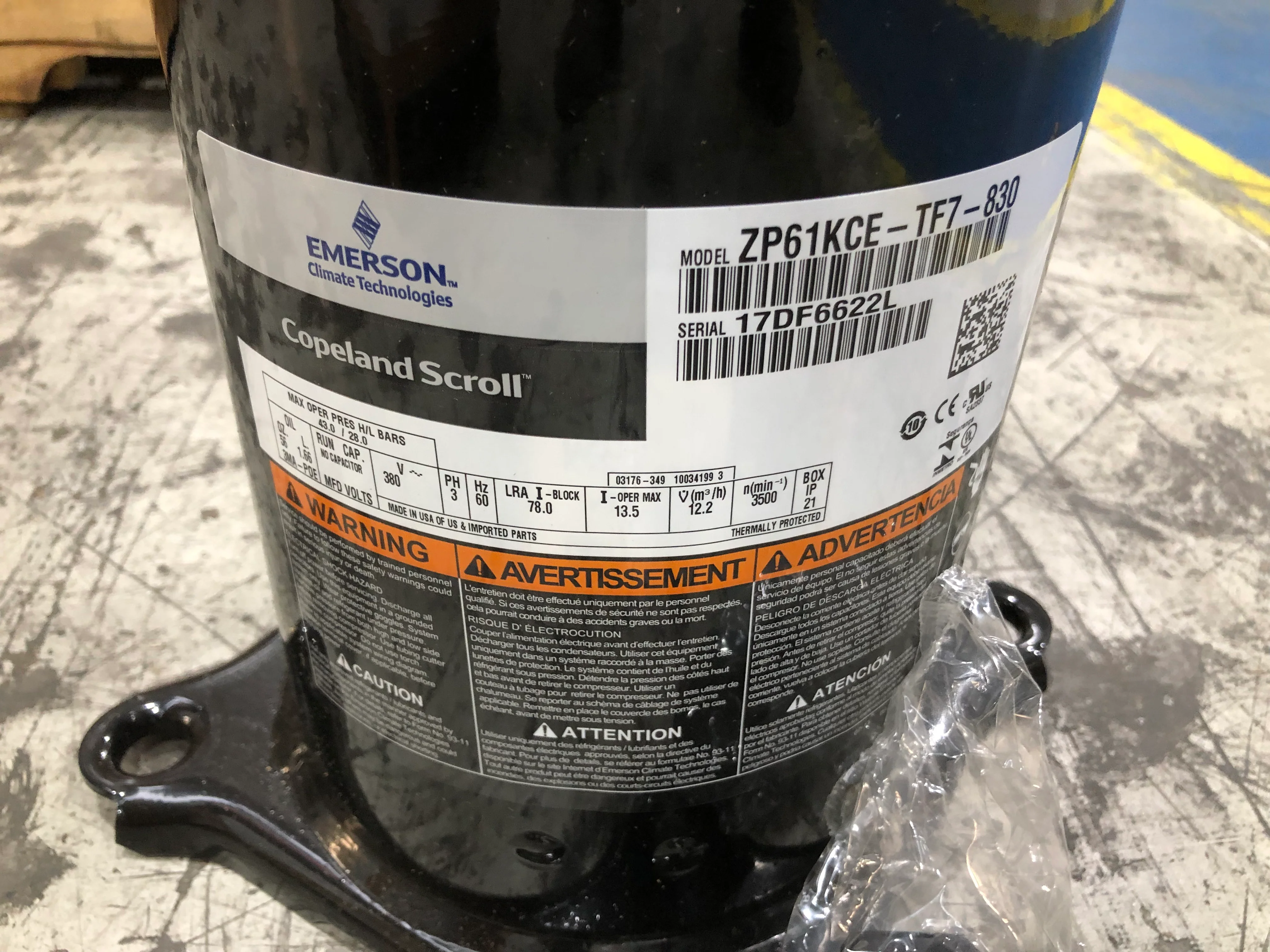 5 Ton Ac/HP Scroll Compressor 380/60/3 R-410A *Freight Only* - Image 3