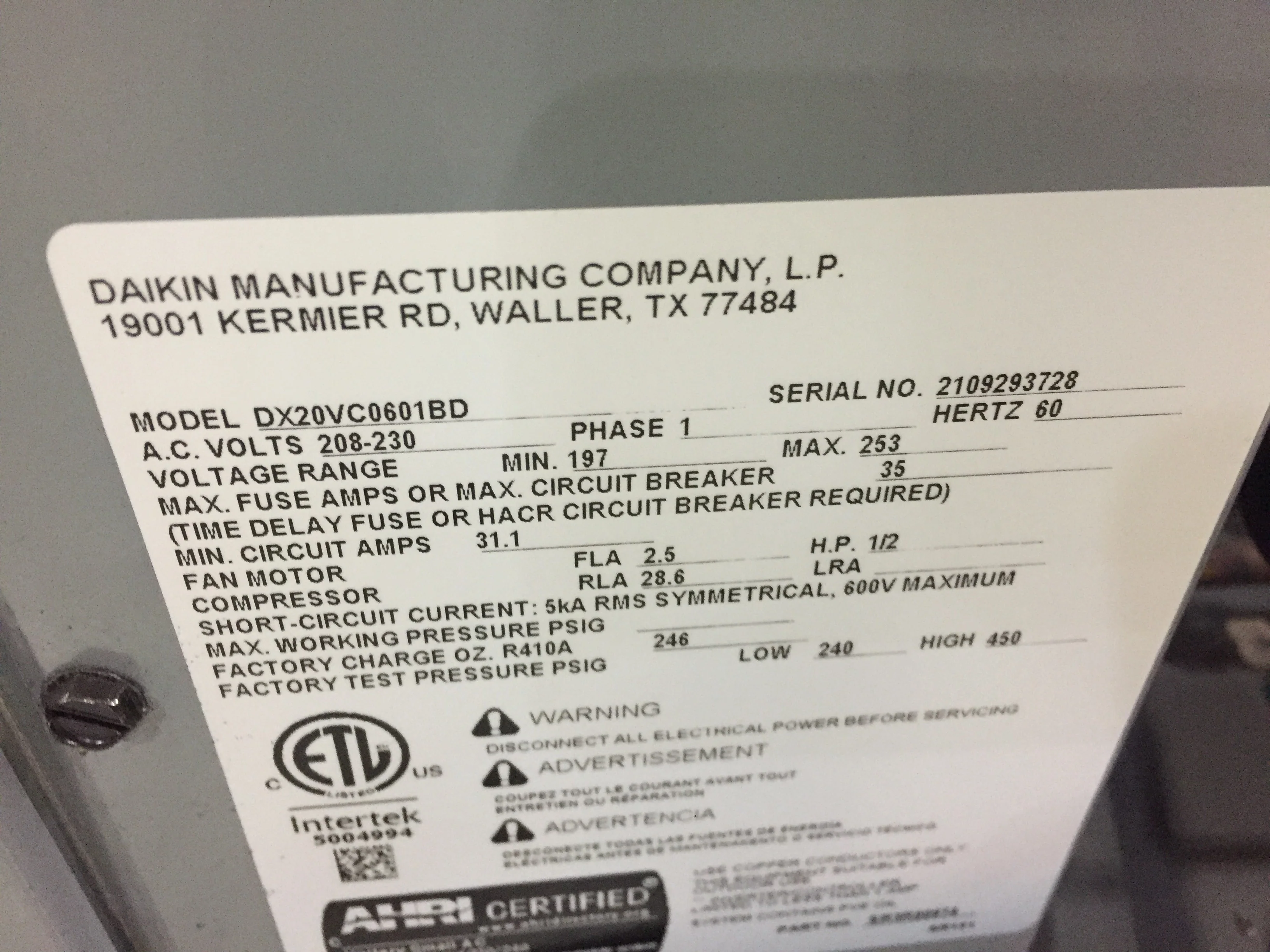 5 Ton Inverter Split-System Communicating Air Conditioner 208-230/60/1 R410A 20 SEER - Image 5