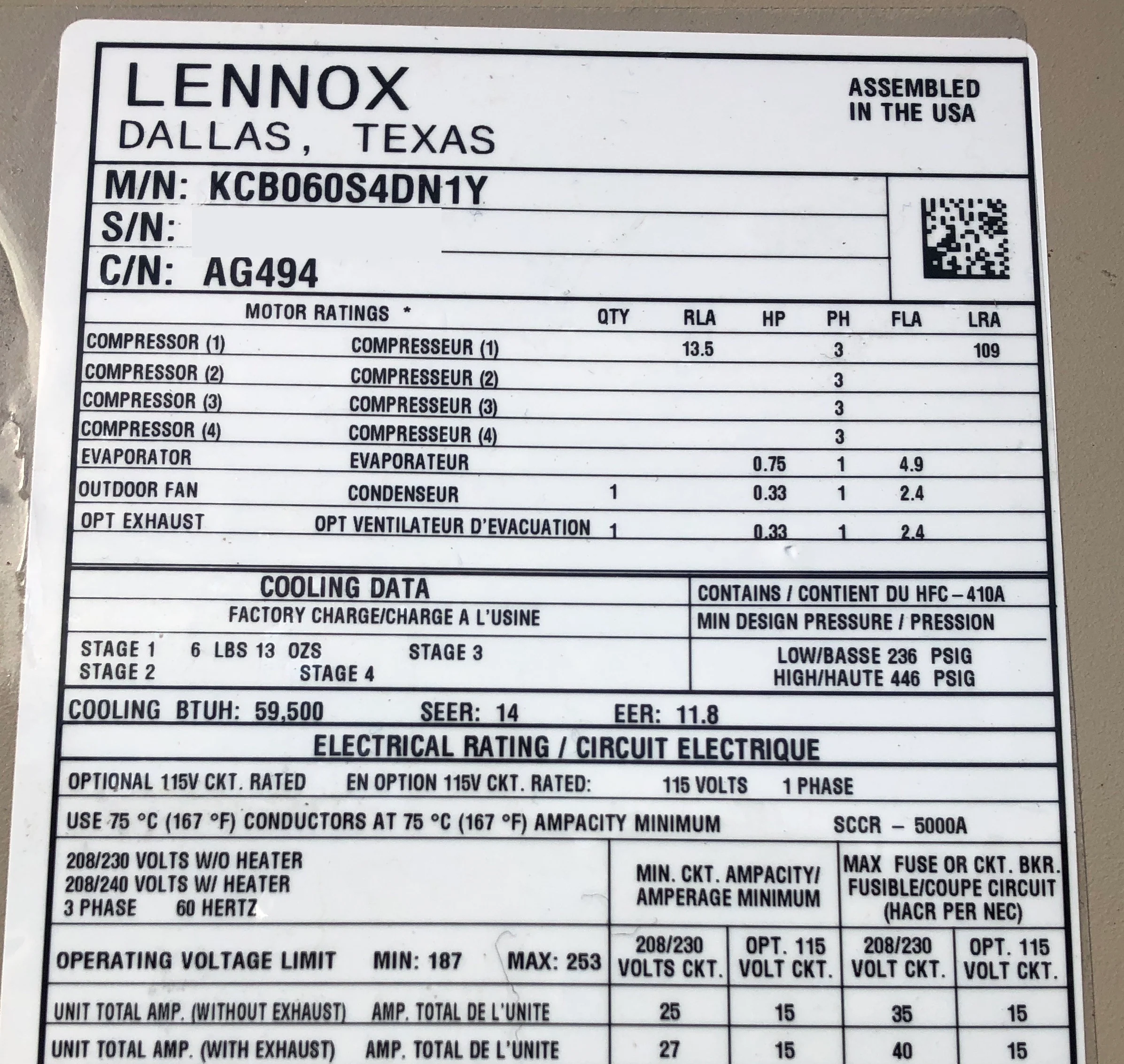 5 TON "LANDMARK" SERIES CONVERTIBLE STANDARD EFFICIENCY ELECTRIC COOLING DIRECT DRIVEN PACKAGED ROOFTOP AIR CONDITIONER UNIT, 14 SEER 208-230/60/3 R-410A CFM:1760 - Image 3