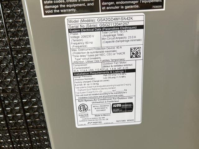 3.5 Ton Single-Stage Split-System Manufactured Housing Air Conditioner 208-230/60/1 R410A 13 SEER - Image 5