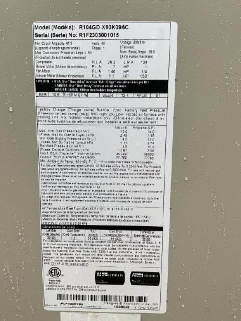 5 Ton Single-Stage Convertible Natural Gas/Electric Packaged Unit, 13.4 SEER2, 208-230/60/1, R410A - Image 4