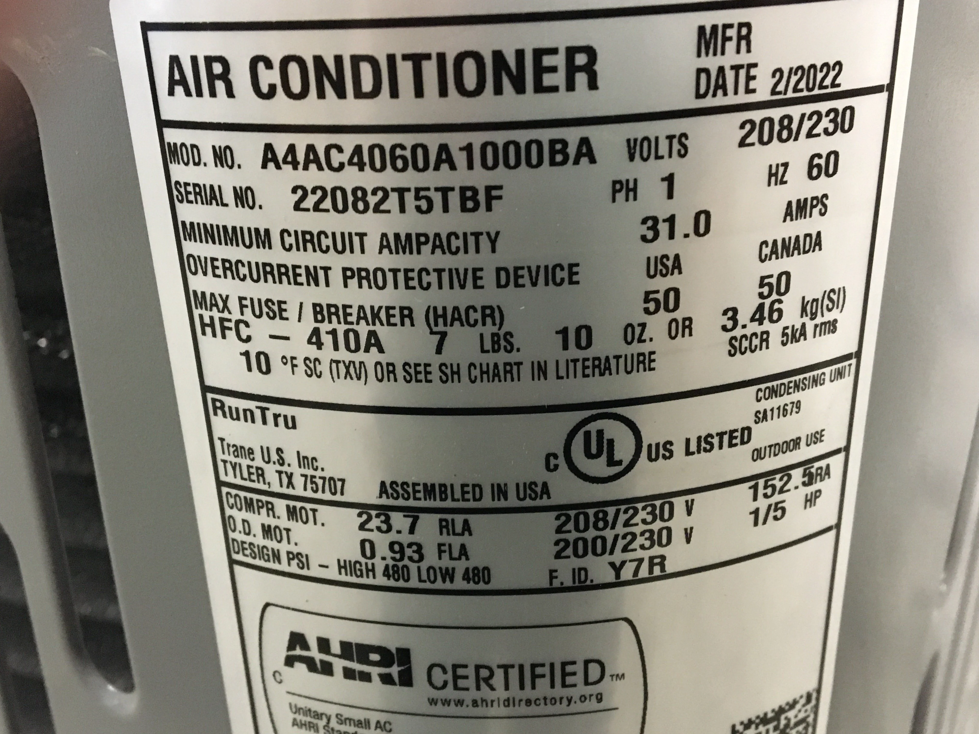 5 Ton Split-System Air Conditioner 208-230/60/1 R-410A 14 SEER - Image 4