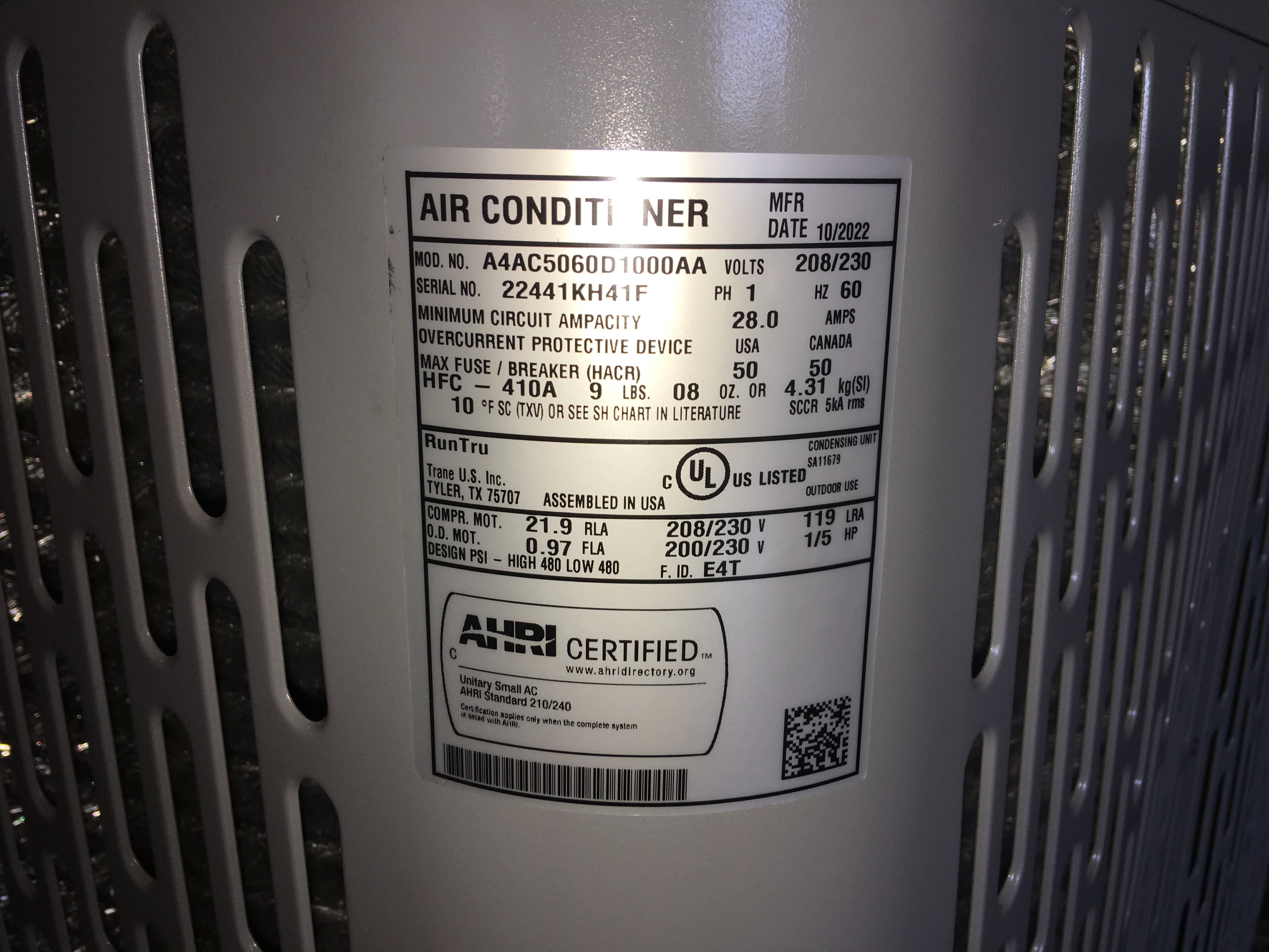 5 TON SPLIT-SYSTEM AIR CONDITIONER 208-230/60/1 R-410A 15 SEER - Image 5