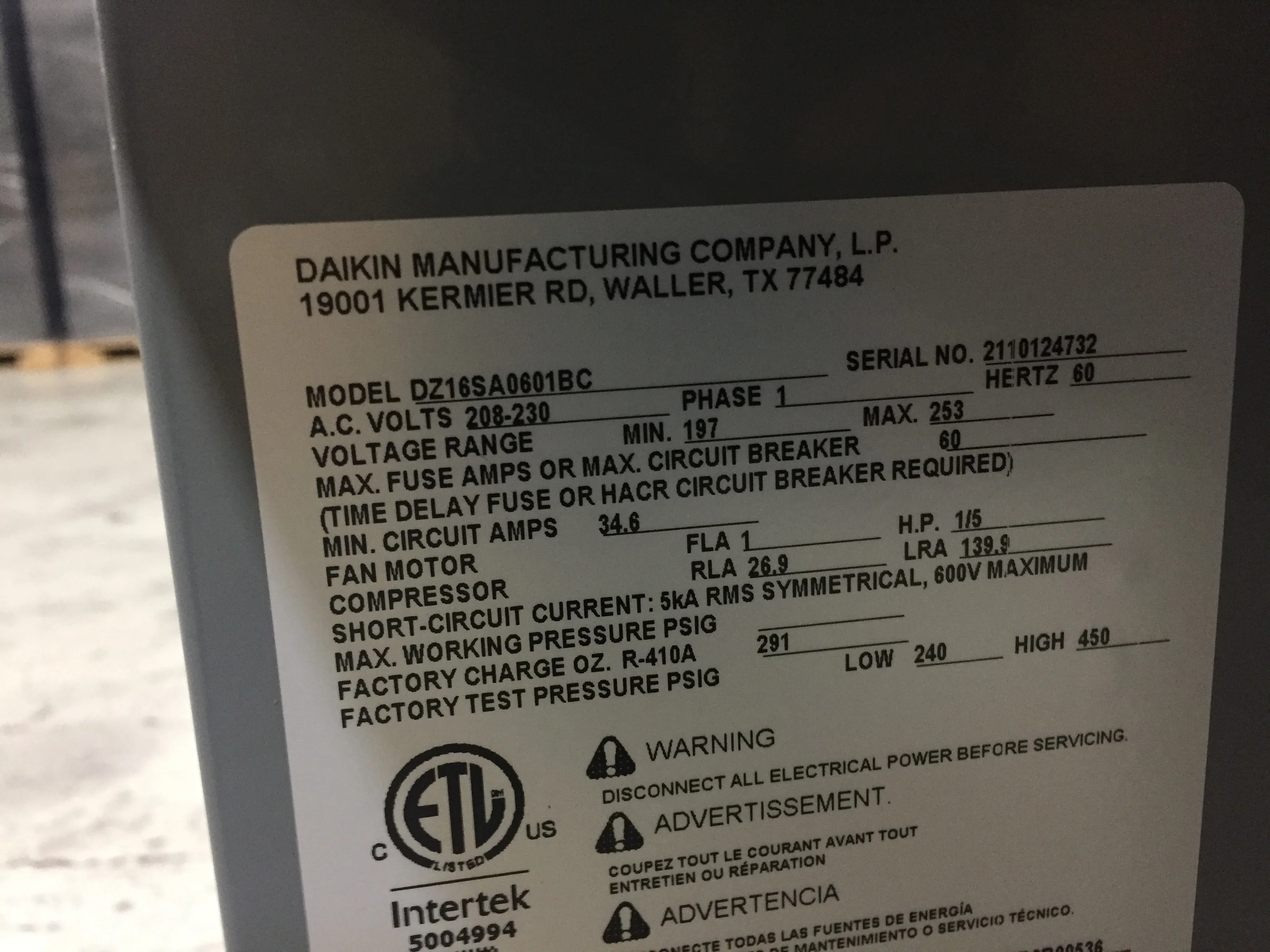 5 Ton Split-System Heat Pump 208-230/60/1 R410A 16 SEER - Image 5