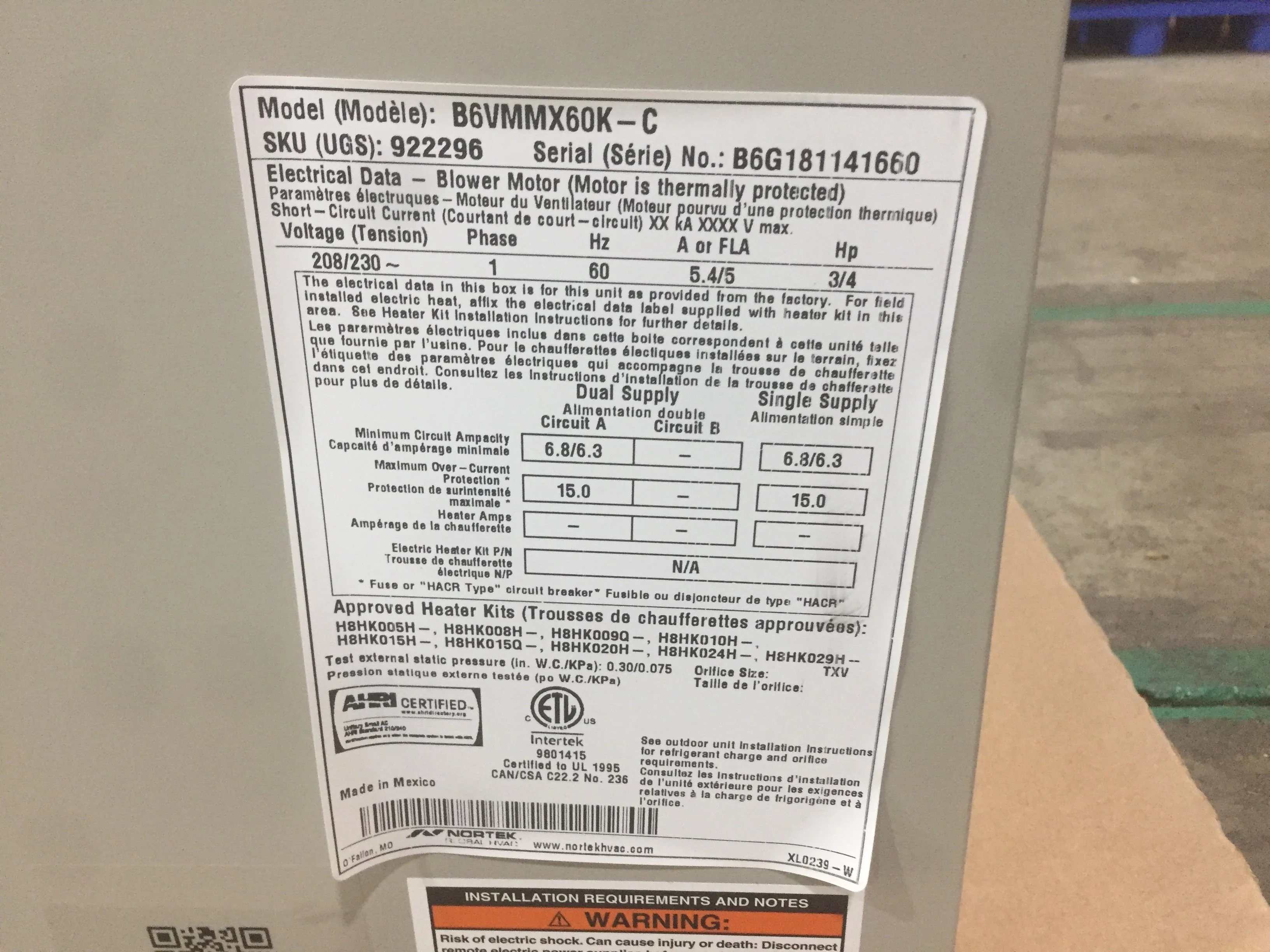 5 Ton AC/HP Var Spd Multi Fancoil/W Anteater Micro-Channel Coil Technology, 208-230/60/1 R-410A - Image 4