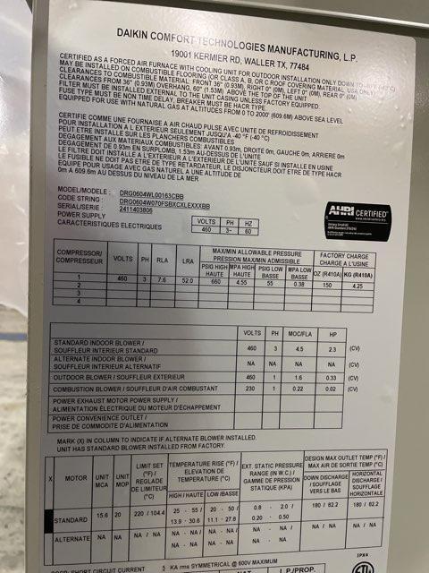 5 Ton Two-Stage Convertible Natural Gas/Electric Packaged Unit, 16.2 SEER2, 460/60/3, R410A - Image 4