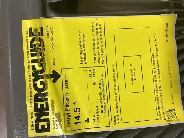 5 Ton Two Stage Split-System Air Conditioner 208-230/60/1 R410A 16 SEER