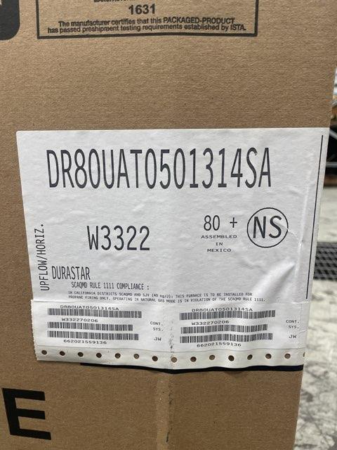 50,000 BTU Single Stage Upflow/Horizontal Natural Gas Furnace, 80% 115/60/1 1200 CFM - Image 9