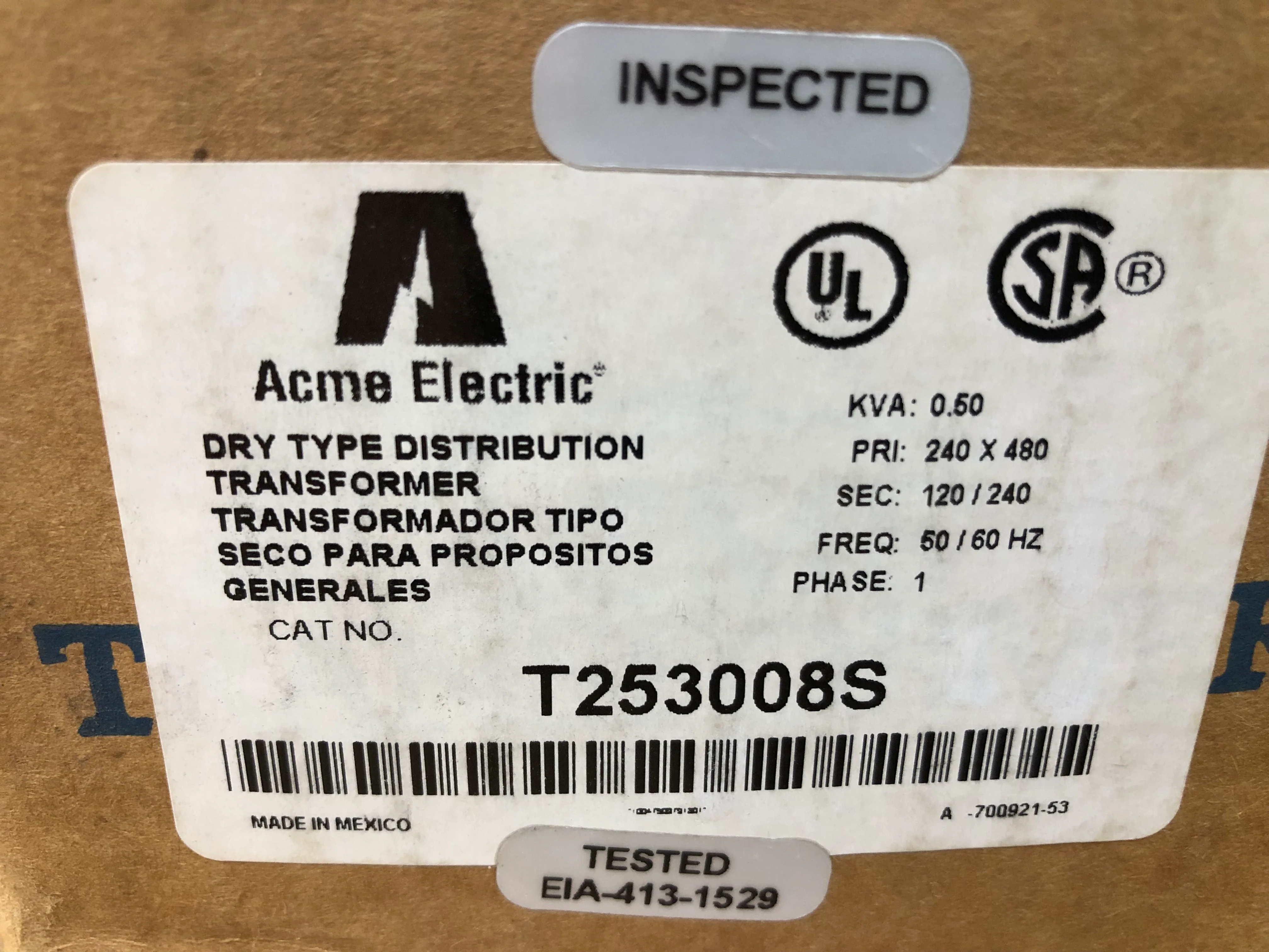 500 Va General Purpose Transformer, Primary 240X480 Secondary 120/240 - Image 3