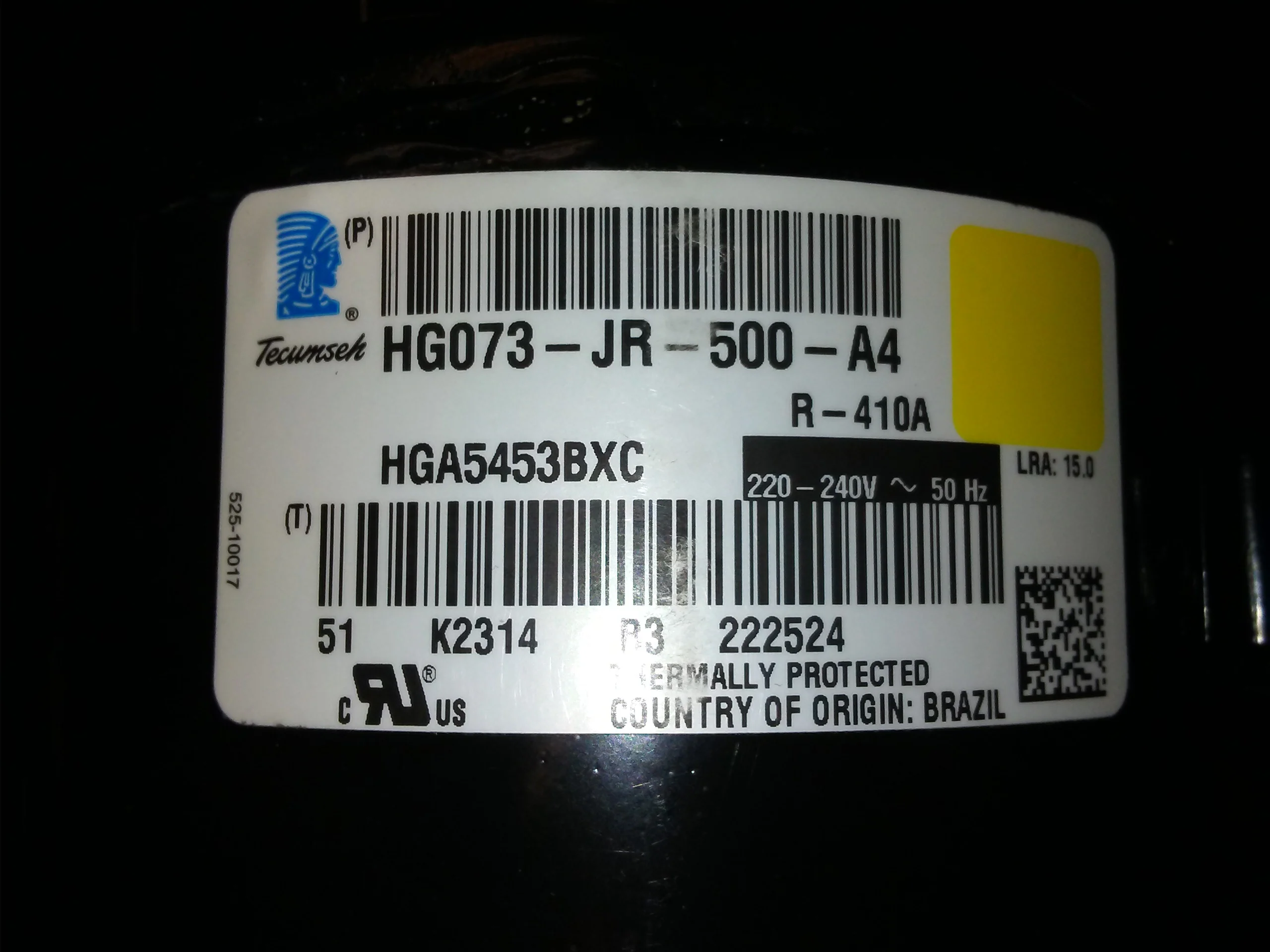 5,300 BTU Rotary Air Conditioning Compressor; 220-240/50/1, R-410A - Image 6