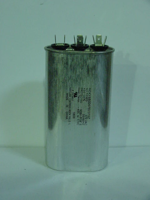 55+7.5 MFD x 370 VAC Oval Dual Run Capacitor