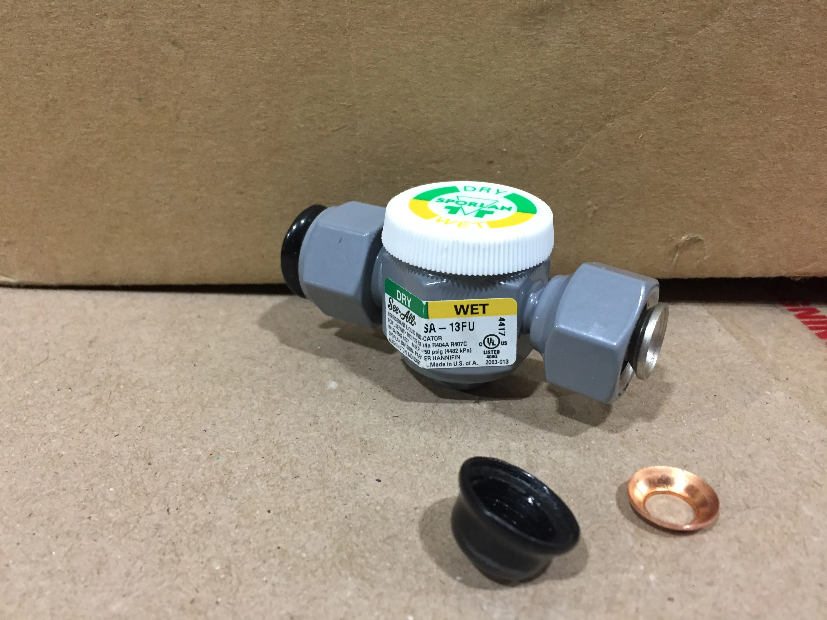 5/8" THREADED SIDES, MOUSTURE LIQUID INDICATOR