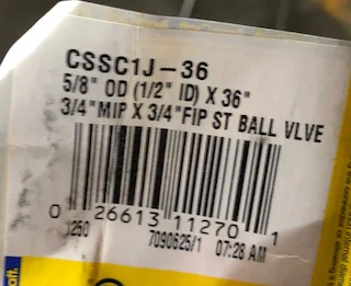 5/8"FPT X 36"Long Procoat Corrugated Stainless Steel Gas Appliance Connector w/3/4"FPT Ball Valve - Image 3