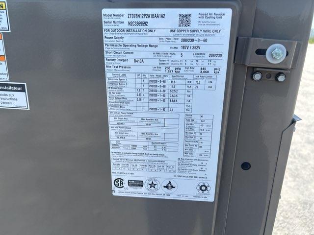 6.5 Ton Three-Stage Convertible Natural Gas/Electric Packaged Unit, 12.4 EER, 208-230/60/3, R410A - Image 2