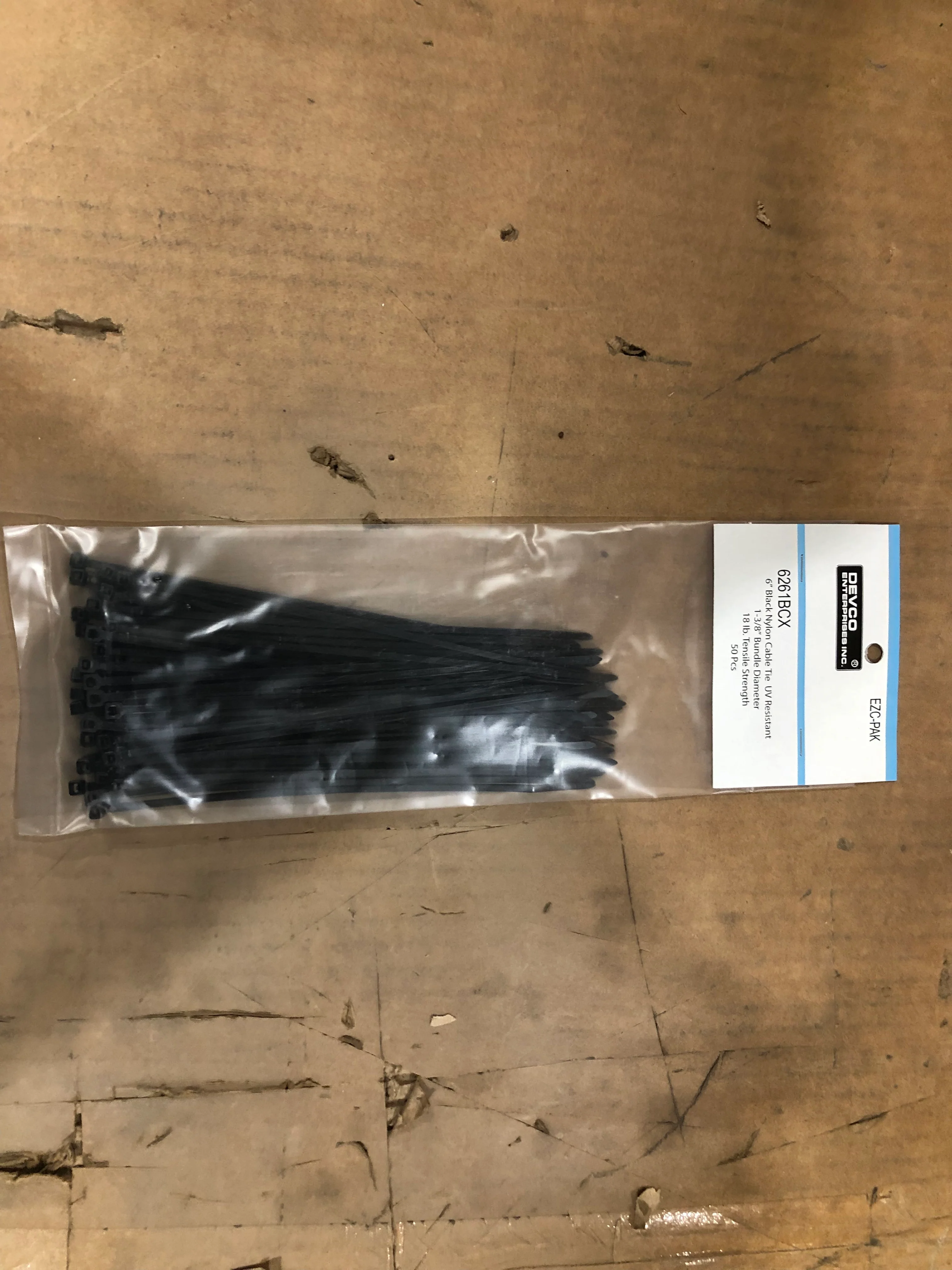 6" Black Nylon Cable Tie UV Resistant 50 Pack