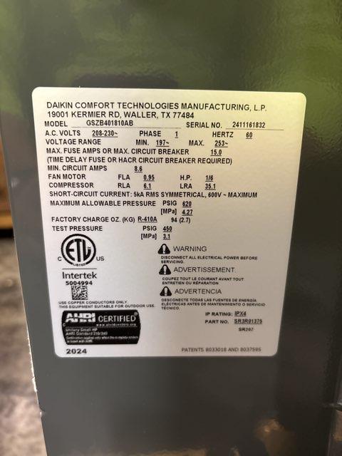 60,000 BTU 2-Stg Up/Horz Gas Furnace 96%, 1.5 Ton SS HP 14.3 SEER2 with 1.5 Ton Up/Down Uncased Coil - Image 3