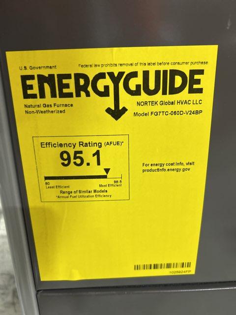 60,000 BTU Low NOx 2-Stg Upflow/Horizontal ECM Variable Speed Gas Furnace 95% 115/60/1 CFM: 1700 - Image 3