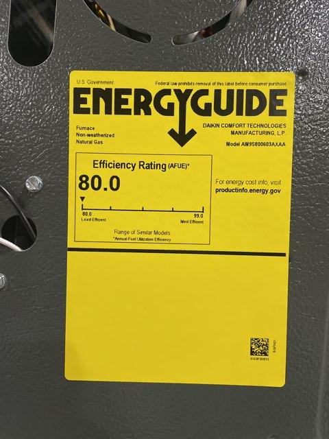 60,000 BTU Low NOx Single-Stage Upflow/Horizontal ECM Multi Speed Gas Furnace 80% 115/60/1 CFM: 1200 - Image 3