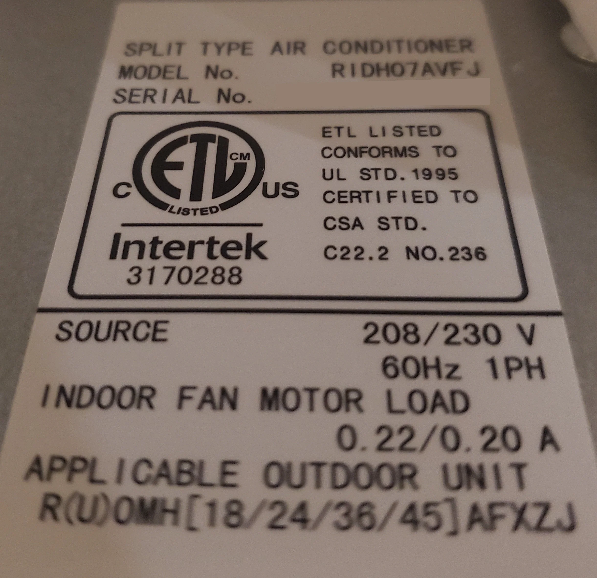 7,000 BTU Classic Series Slim Duct Inverter Indoor Mini-Split Heat Pump Unit - Image 4
