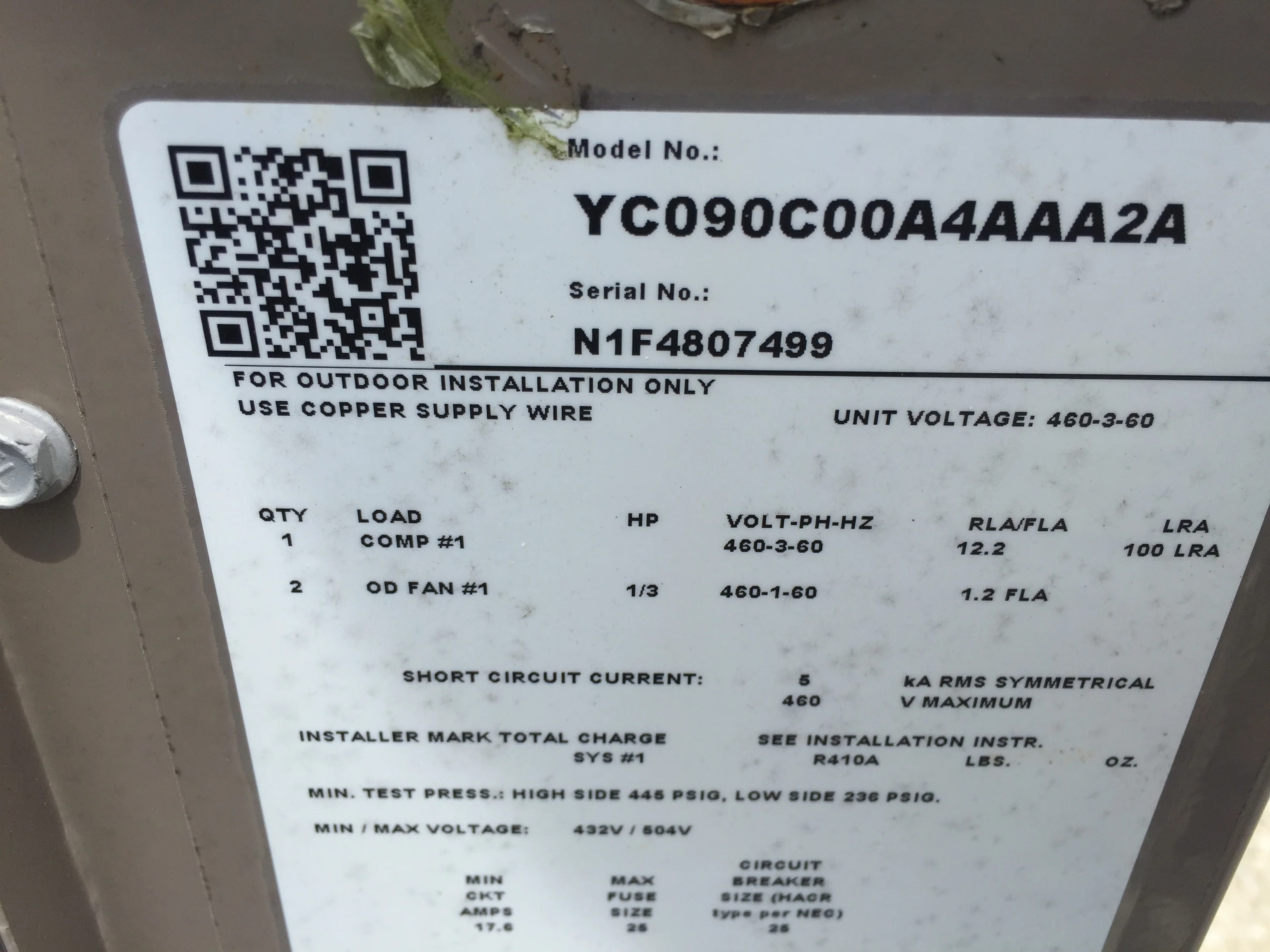 7-1/2 TON SPLIT SYSTEM AIR CONDITIONER, 12.4 EER 460/60/3 R-410A - Image 3