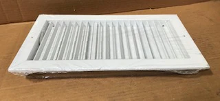 8" X 16" WHITE STEEL SINGLE DEFLECTION VERTICAL SUPPLY REGISTER/W MULTI-LOUVER DAMPER
