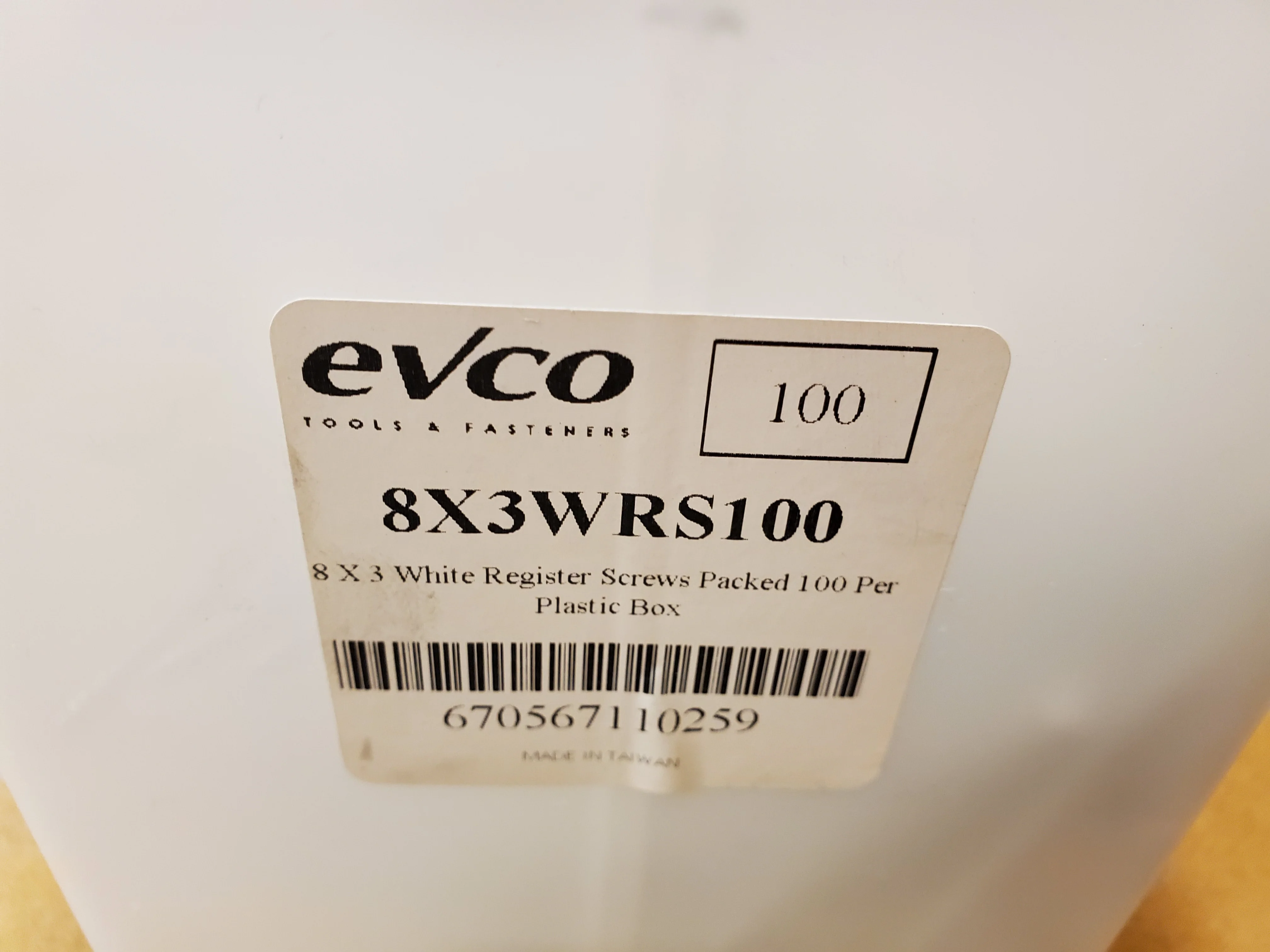 8 X 3 WHITE REGRISTER SCREWS 100 PER BOX - Image 2