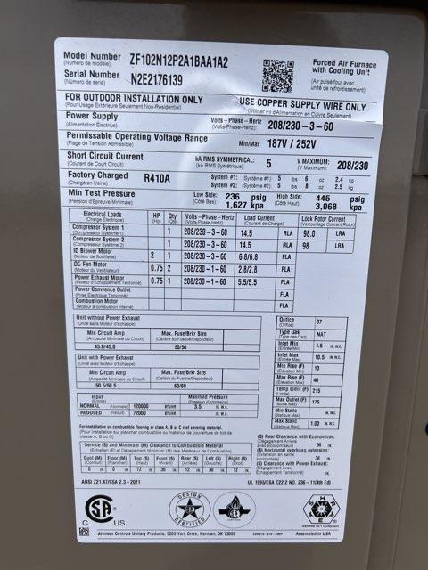 8.5 Ton Two-Stage Convertible Natural Gas/Electric Packaged Unit, 11 EER, 208-230/60/3, R410A - Image 4