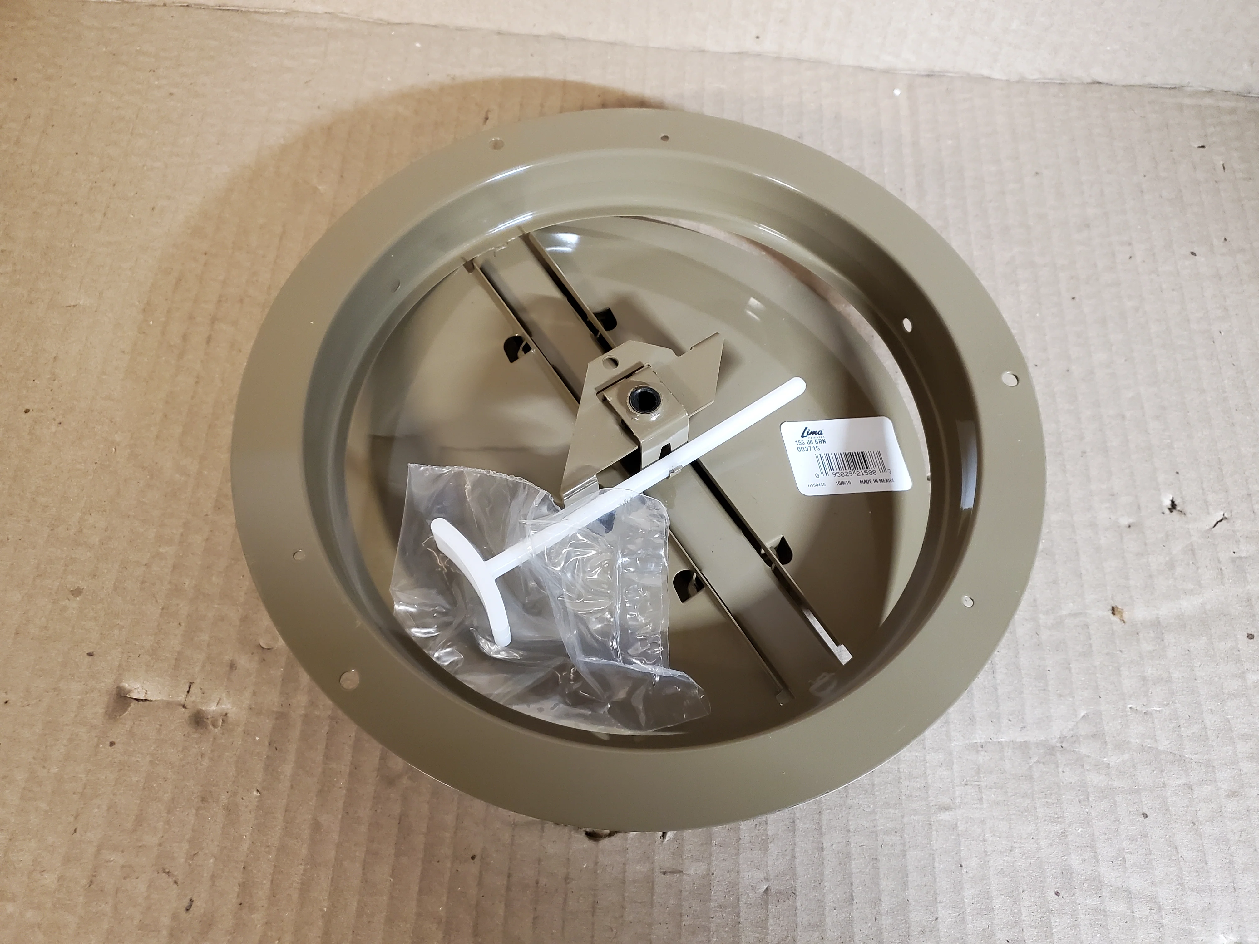 8" BROWN BUTTERFLY DAMPER WITH DUCT RING - Image 2